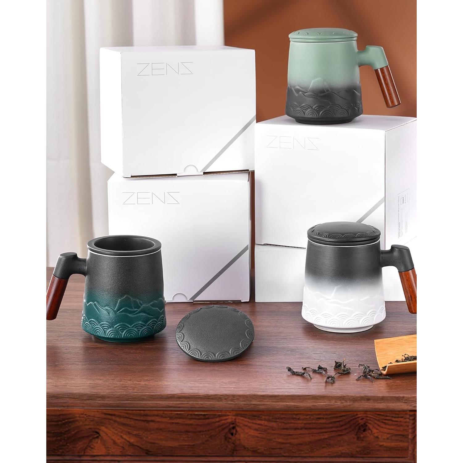 Taza de Té ZENS con Infusor y Tapa Cerámica 500ml