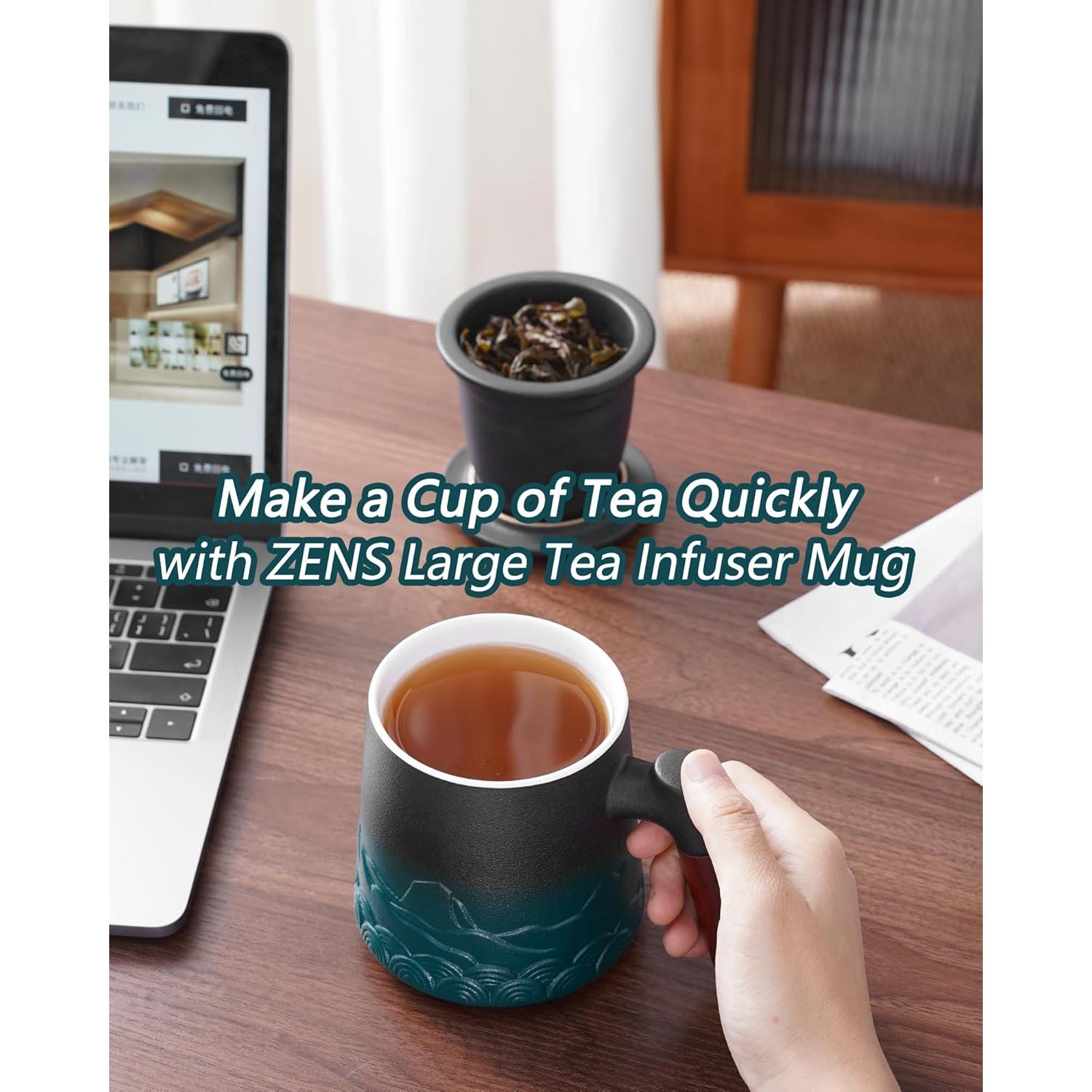 Taza de Té ZENS con Infusor y Tapa Cerámica 500ml