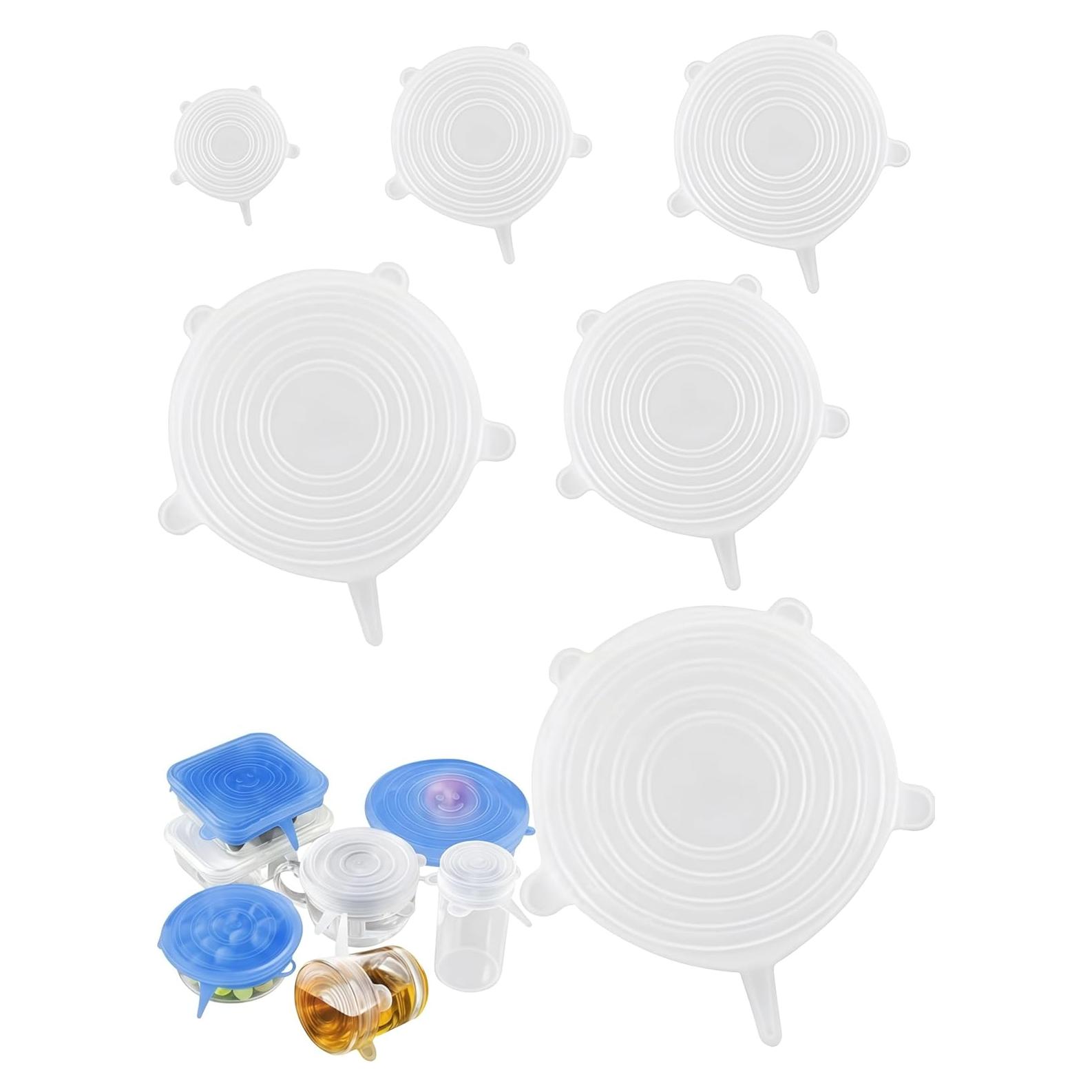 Luvilly 6 Tapas de Silicona Reutilizables Blancas 6.6-19.6 cm