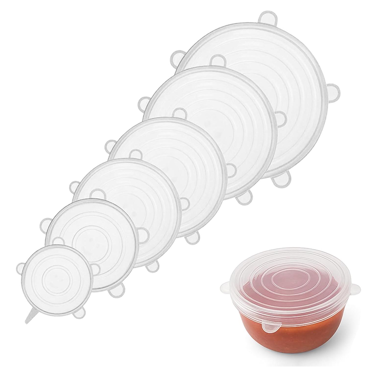 6 Tapas de Silicona Estirables Reutilizables - Genérico