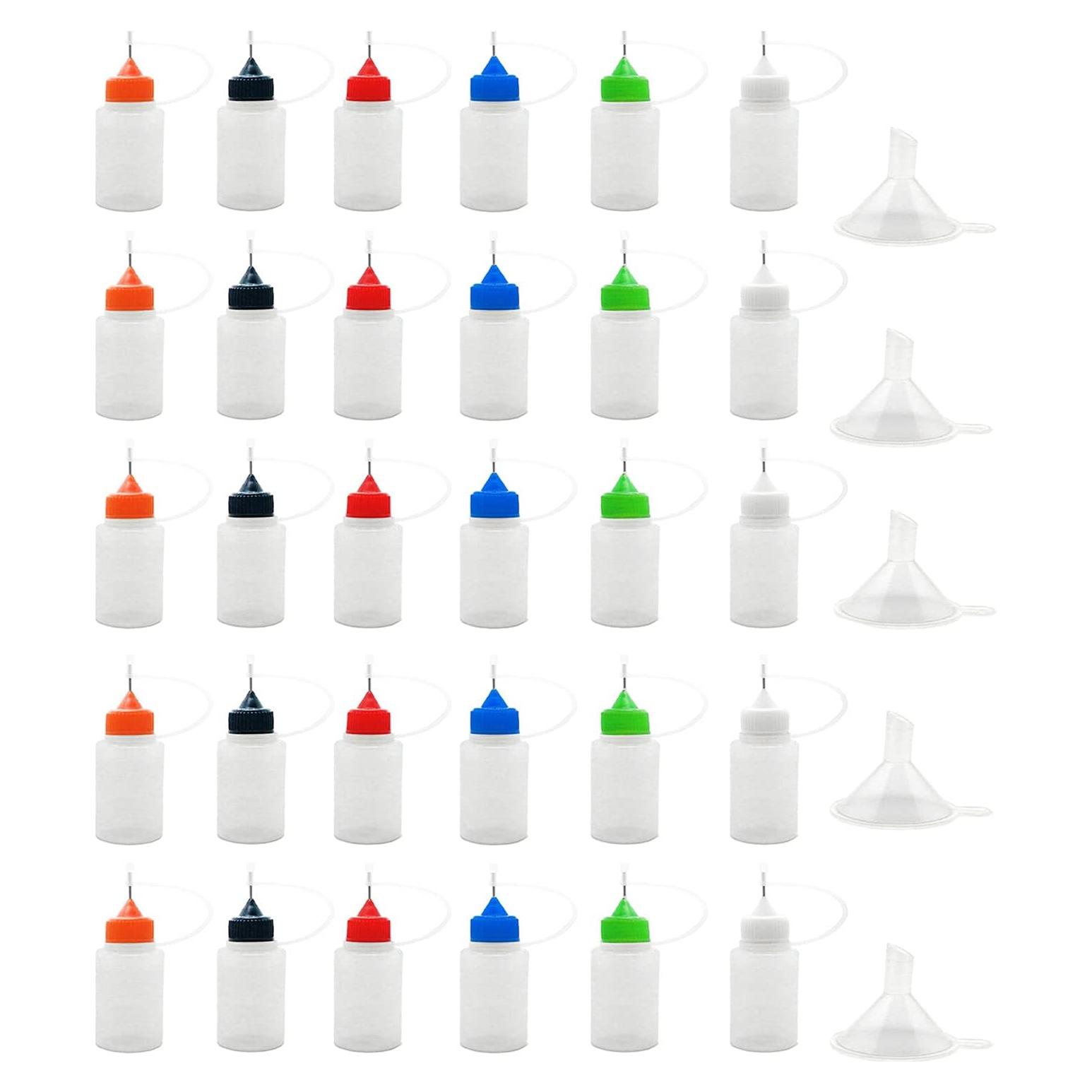 30 Botellas Aplicadoras de Punta MYYZMY 15ml con Mini Embudos