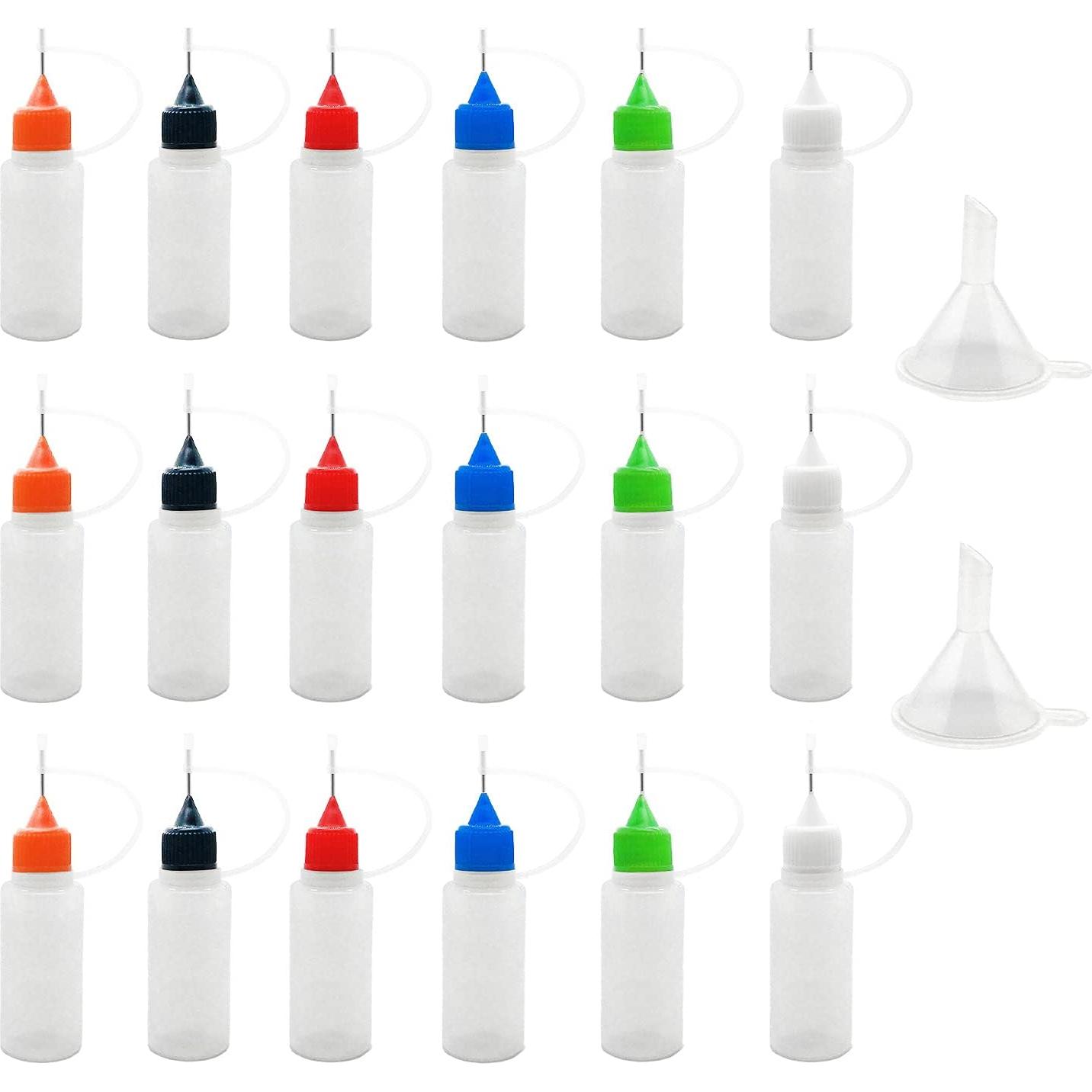 30 Botellas Aplicadoras de Punta MYYZMY 15ml con Mini Embudos