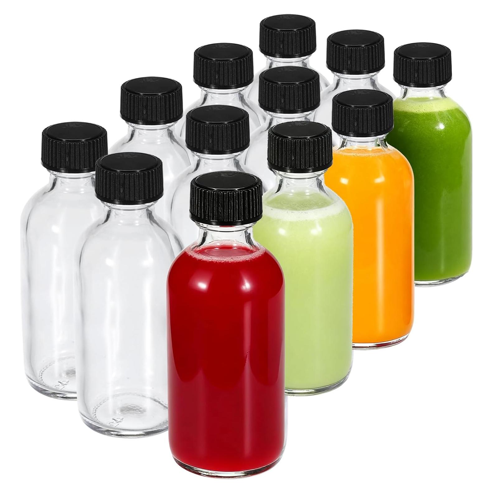 JohnBee Paquete de 12 Botellas de Vidrio 60ml a Prueba de Fugas