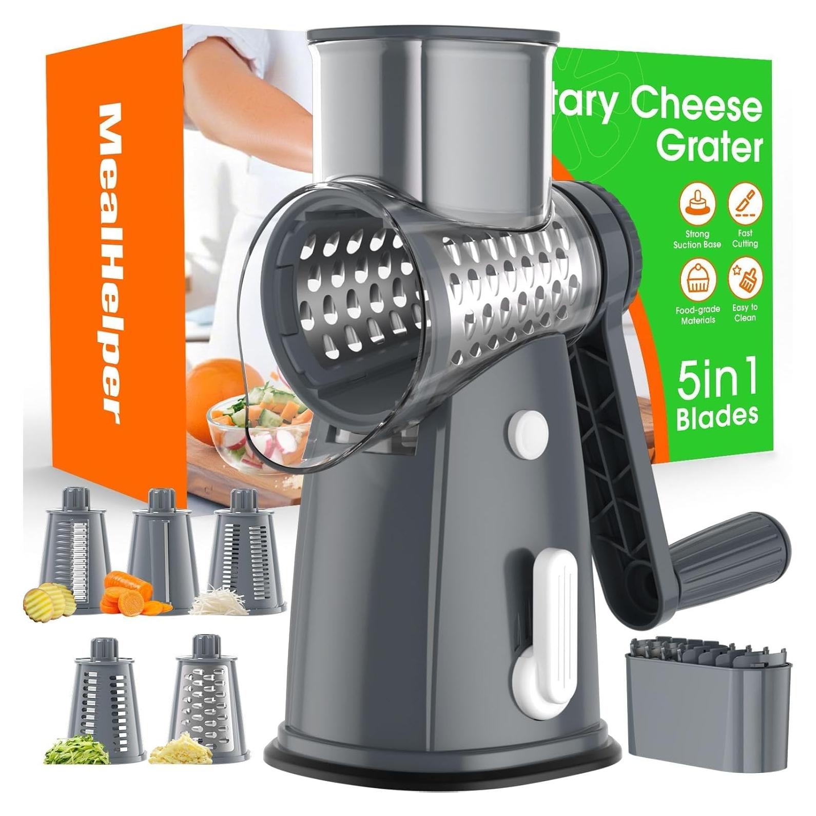 Rallador de Queso Rotativo MealHelper 5 Cuchillas Gris