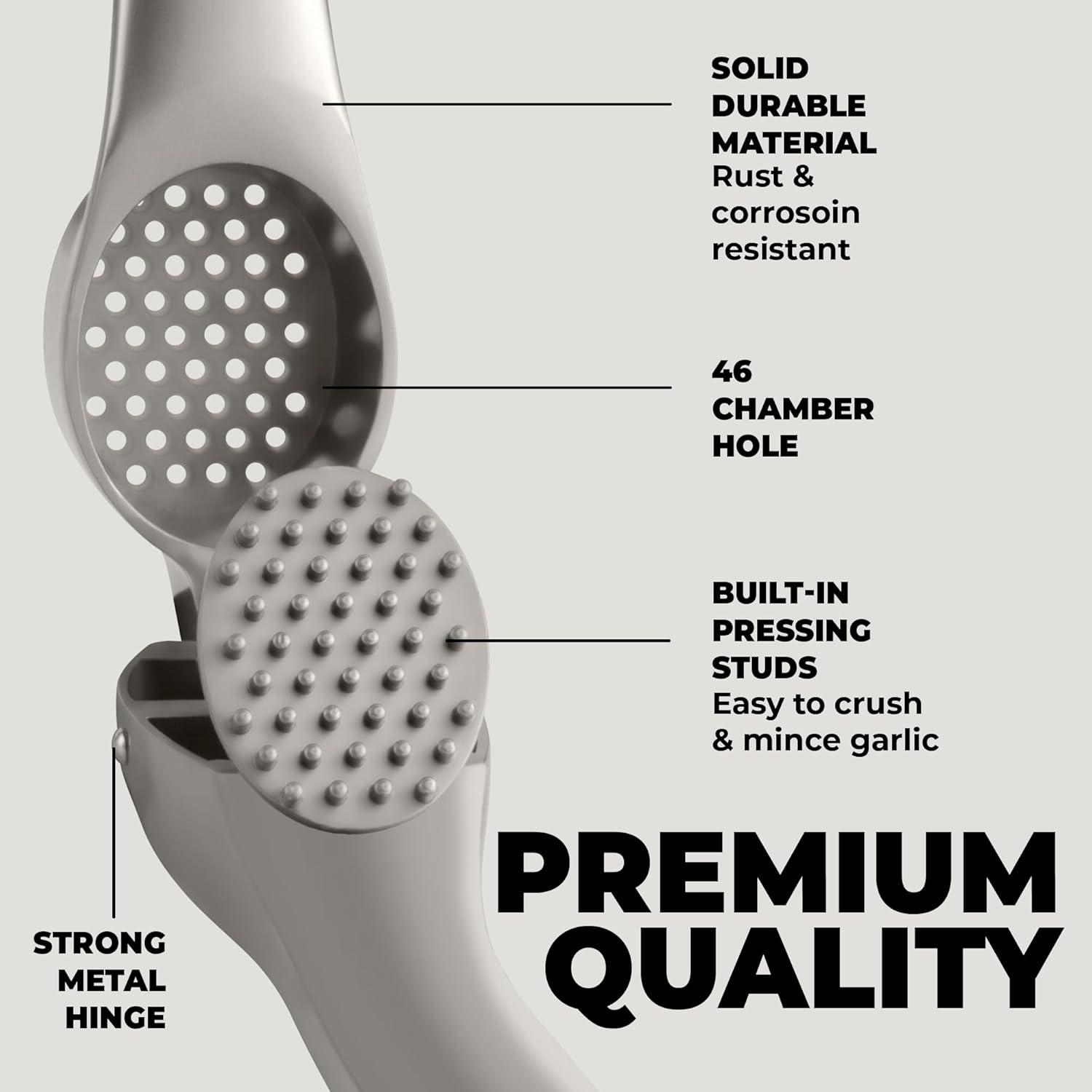 Prensa de Ajo Zulay Kitchen - Acero Inoxidable, Mediana, Plata