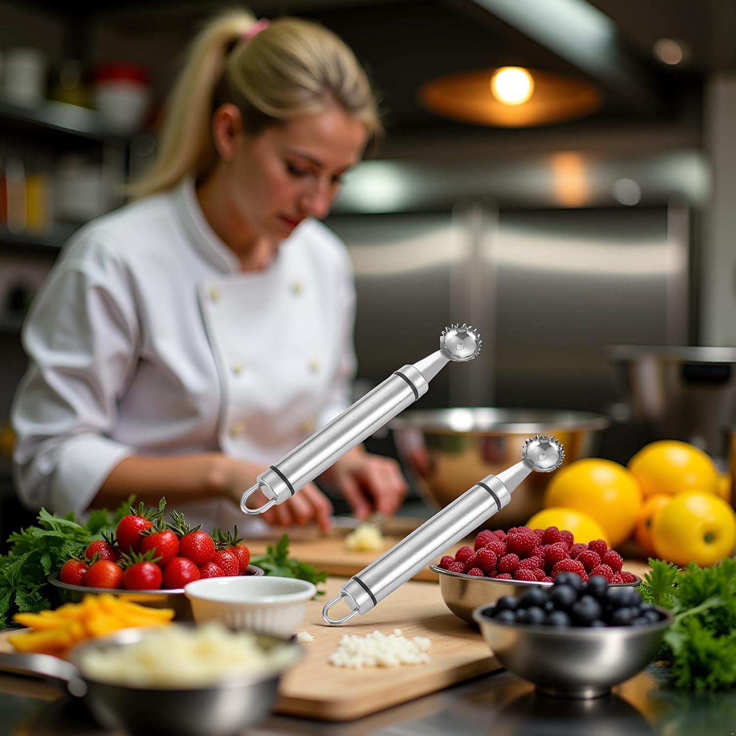 Juego de 2 Huller de Fresa Tnyvm Acero Inoxidable 9g