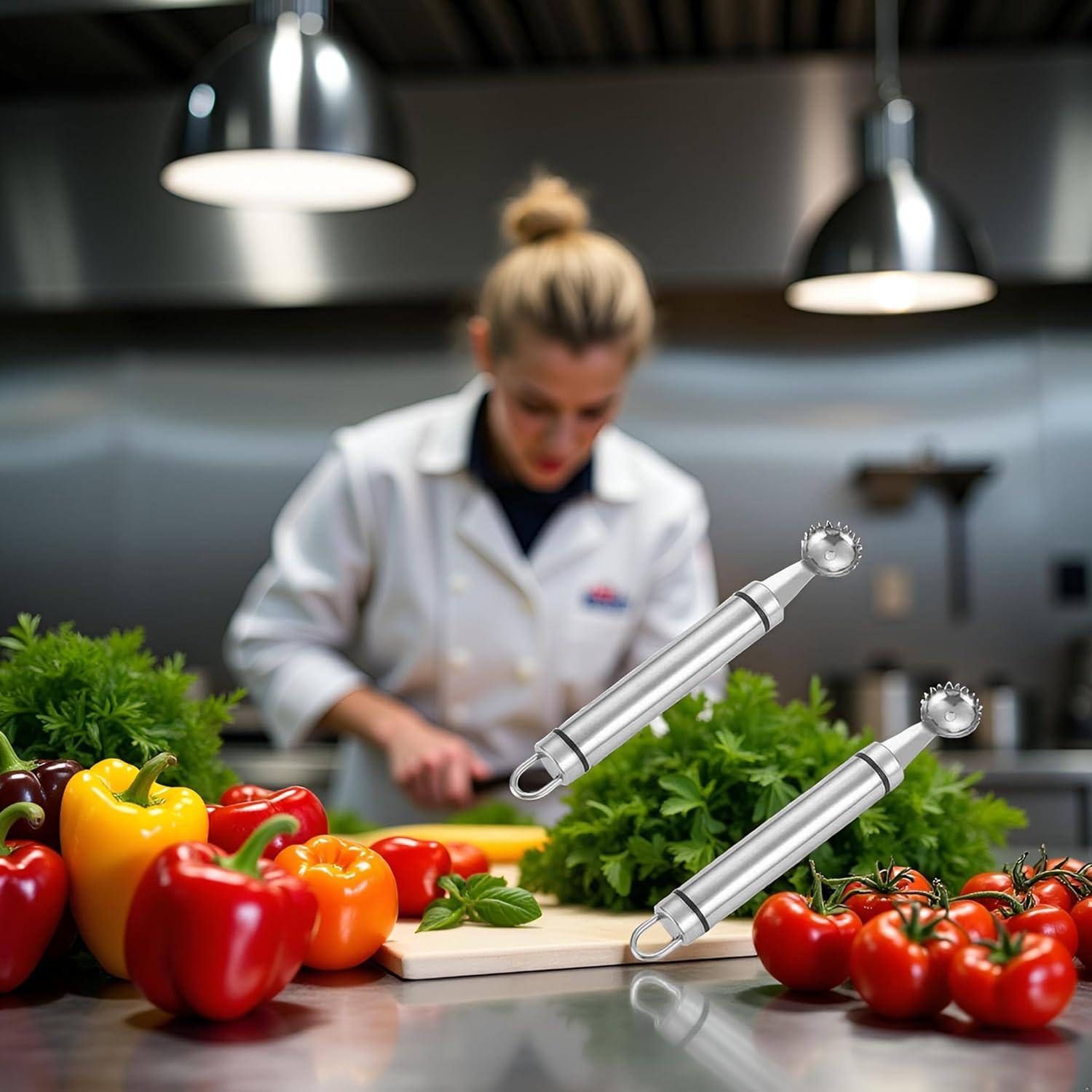 Juego de 2 Huller de Fresa Tnyvm Acero Inoxidable 9g