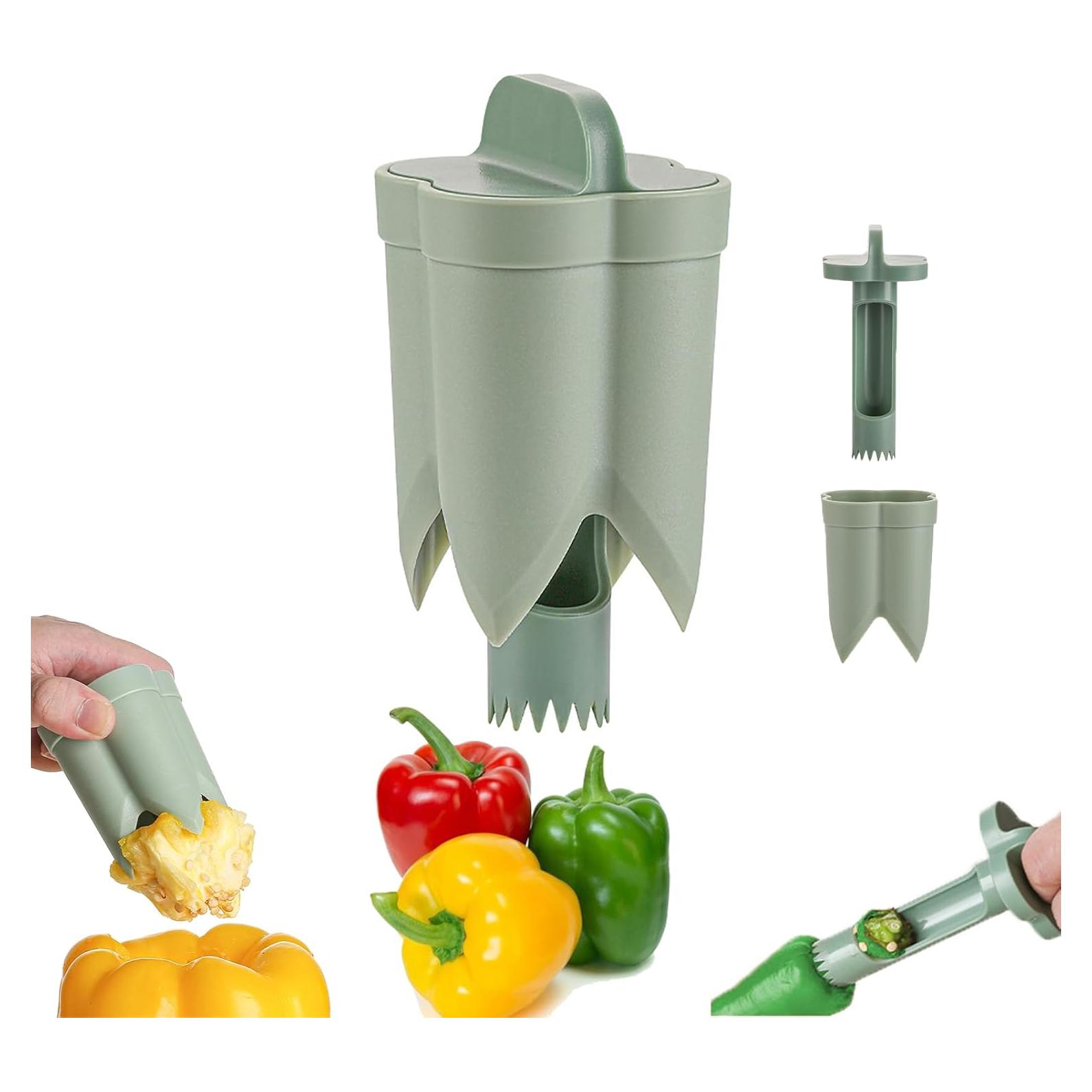 Removedor de Semillas de Pimiento CukAid 2 en 1 Verde