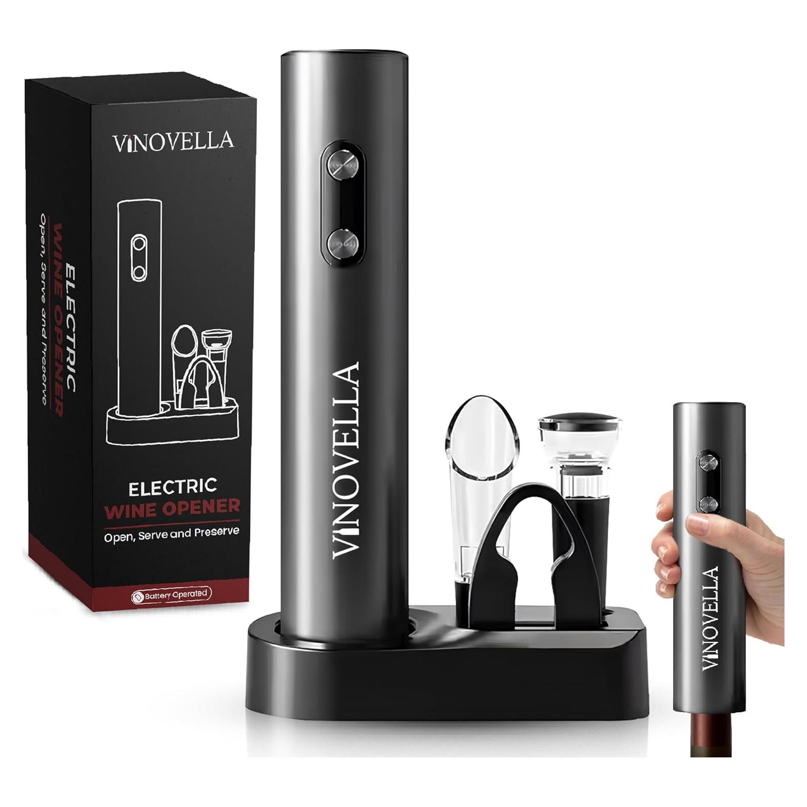 Sacacorchos Eléctrico Vinovella 4 en 1 con Cortador y Base