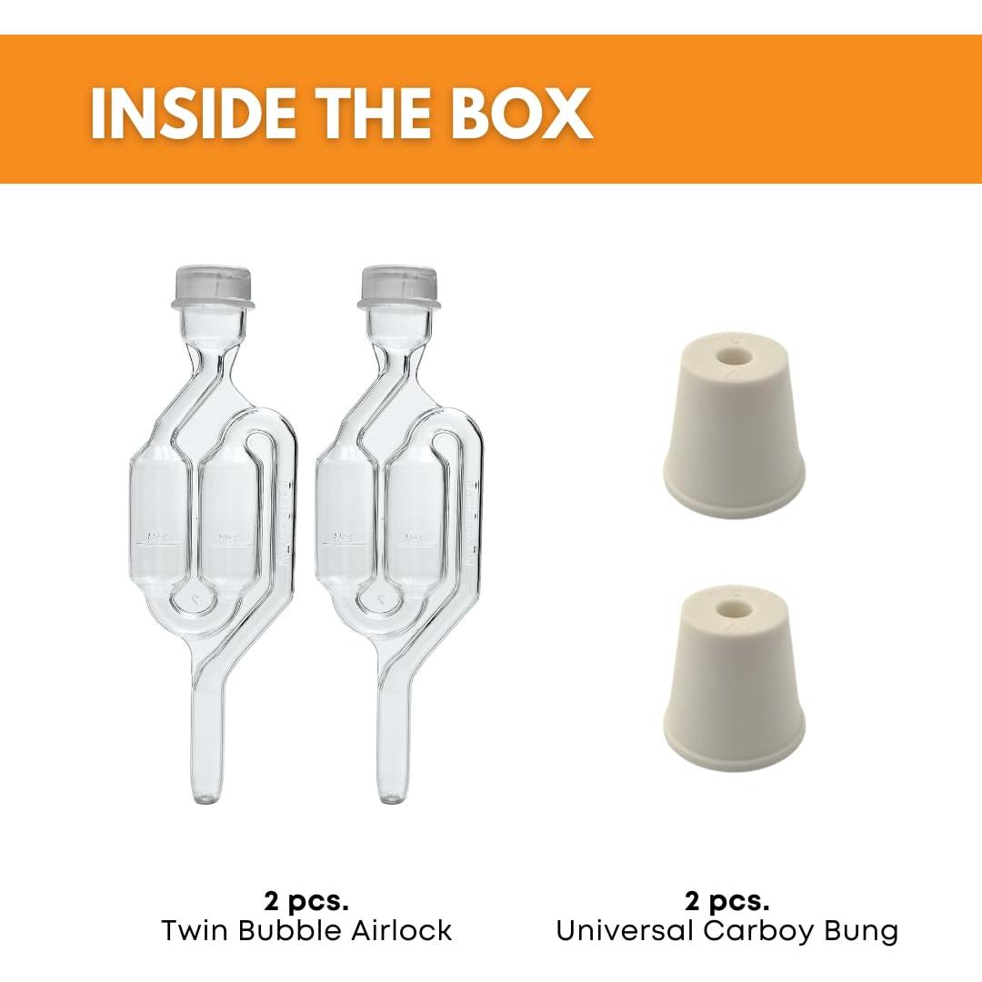 Tapones de burbuja doble y carboy Fermtech - Paquete de 2