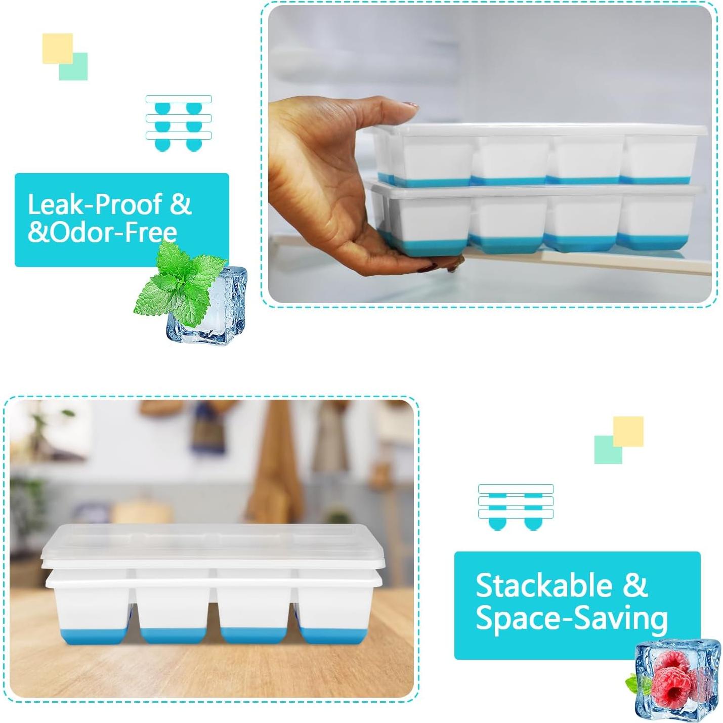 Bandejas de Hielo Grandes SVOST 2 Pack Silicona Flexibles