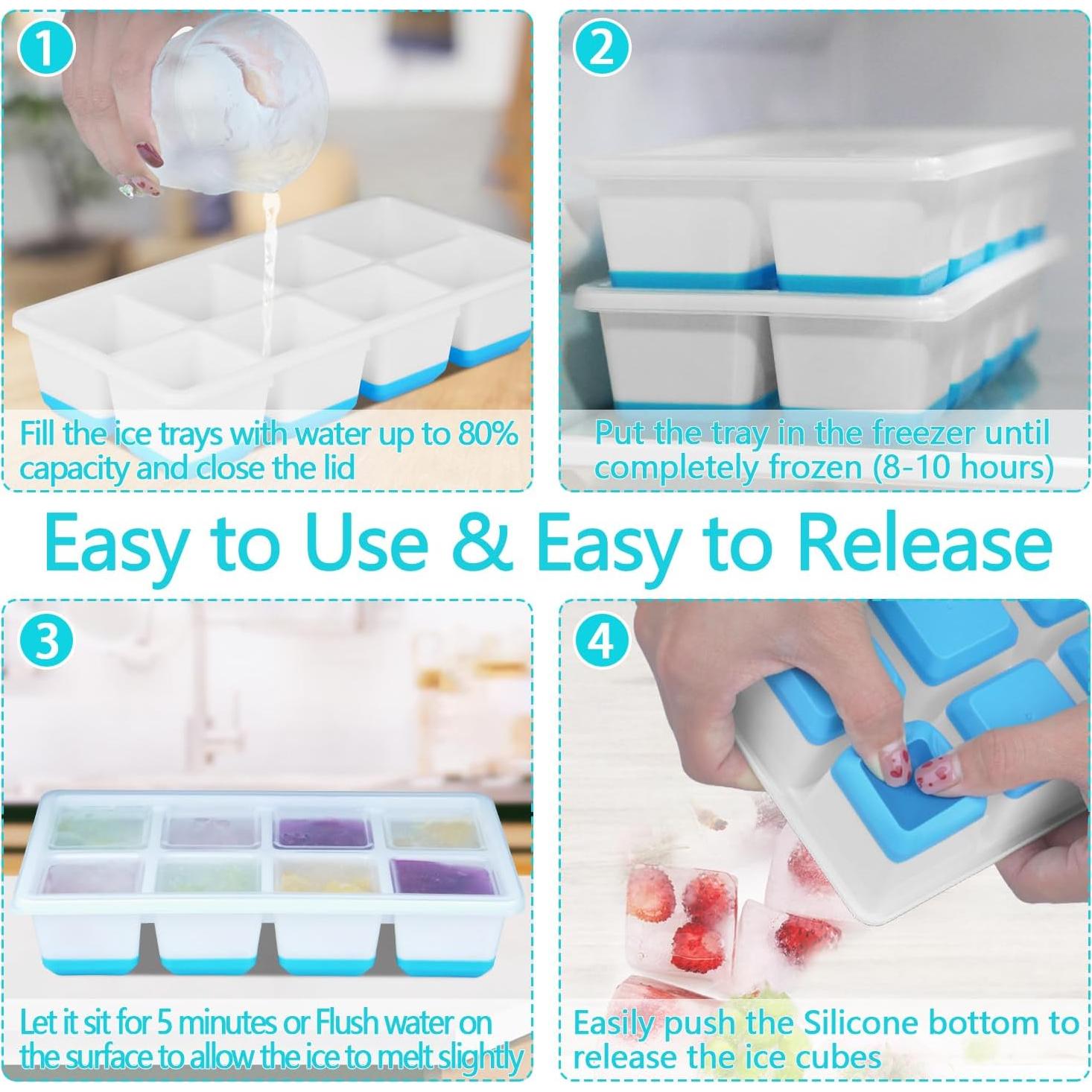 Bandejas de Hielo Grandes SVOST 2 Pack Silicona Flexibles