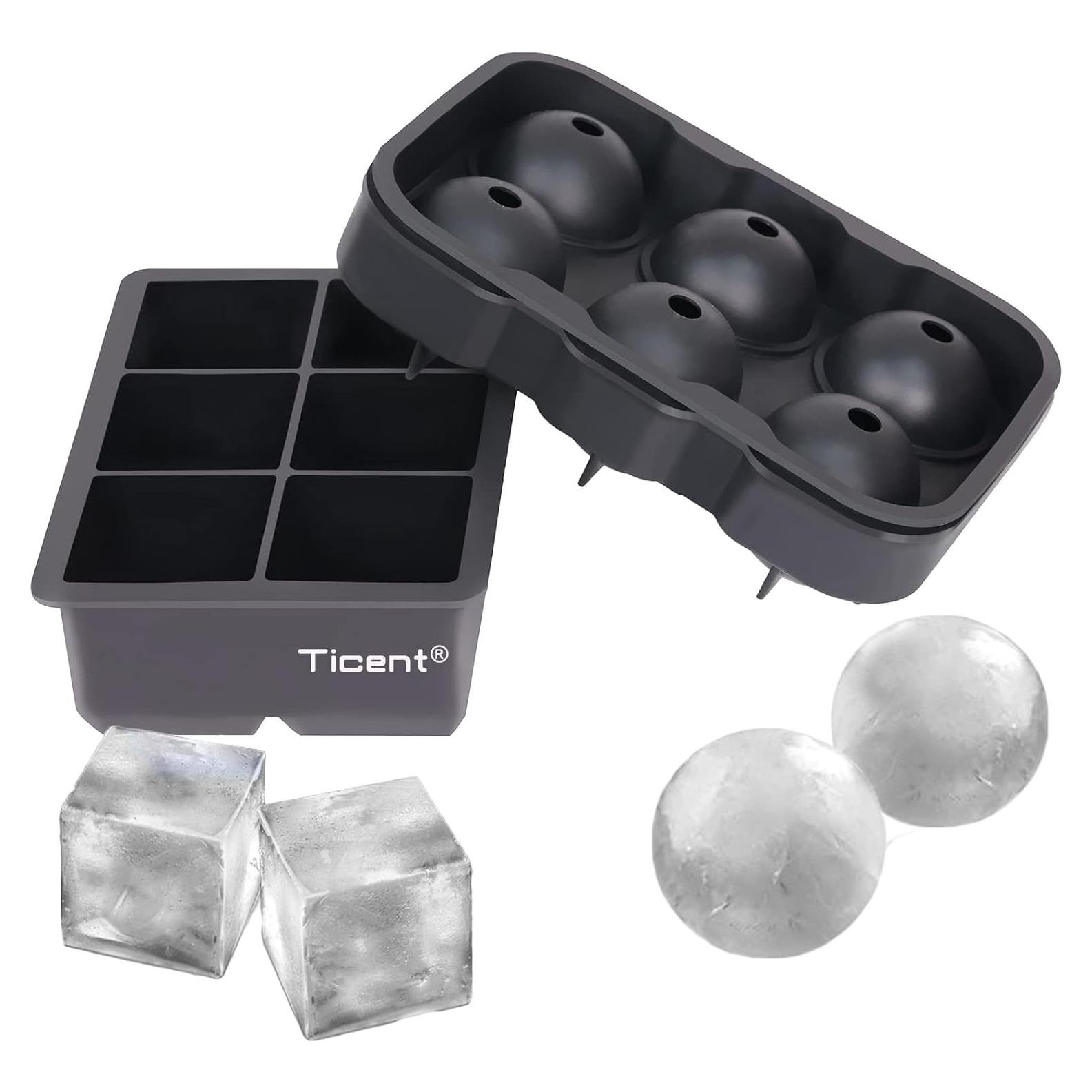 Bandejas de Hielo Ticent - Juego de 2 Silicona Antiadherente