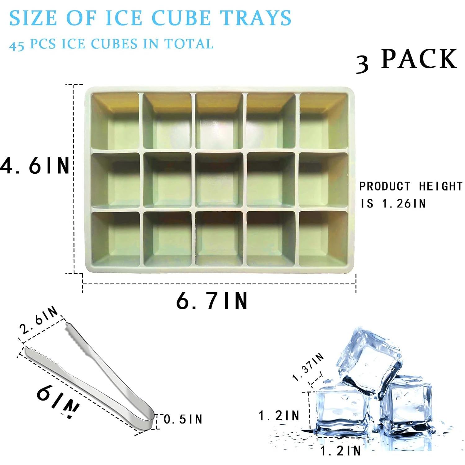 Bandejas de Hielo de Silicona UlifeBetter 3 Piezas 45 Cubos