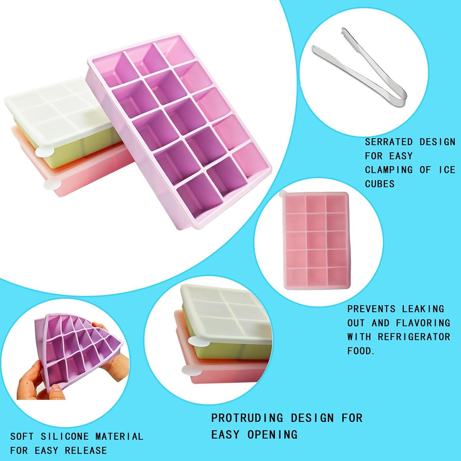 Bandejas de Hielo de Silicona UlifeBetter 3 Piezas 45 Cubos