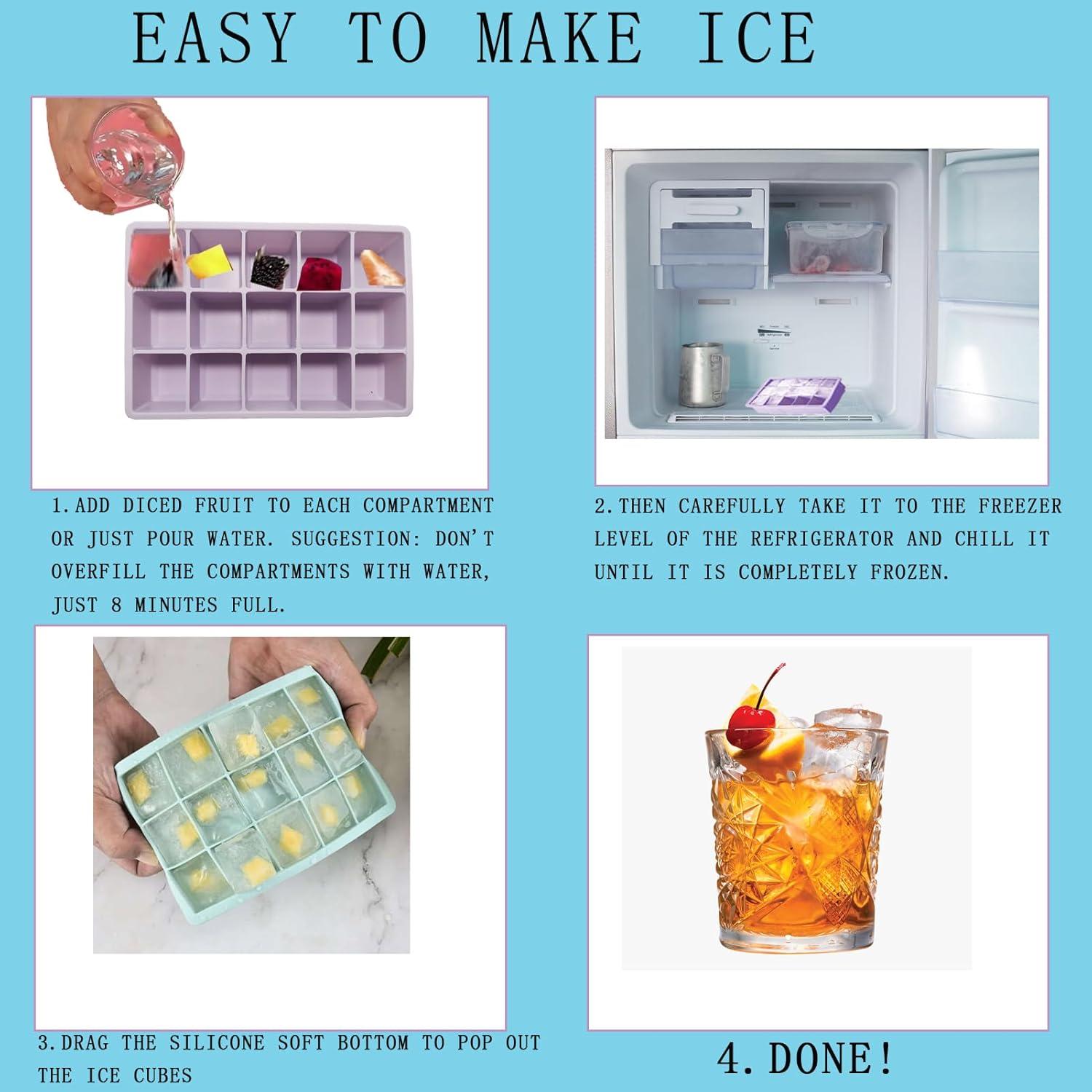 Bandejas de Hielo de Silicona UlifeBetter 3 Piezas 45 Cubos