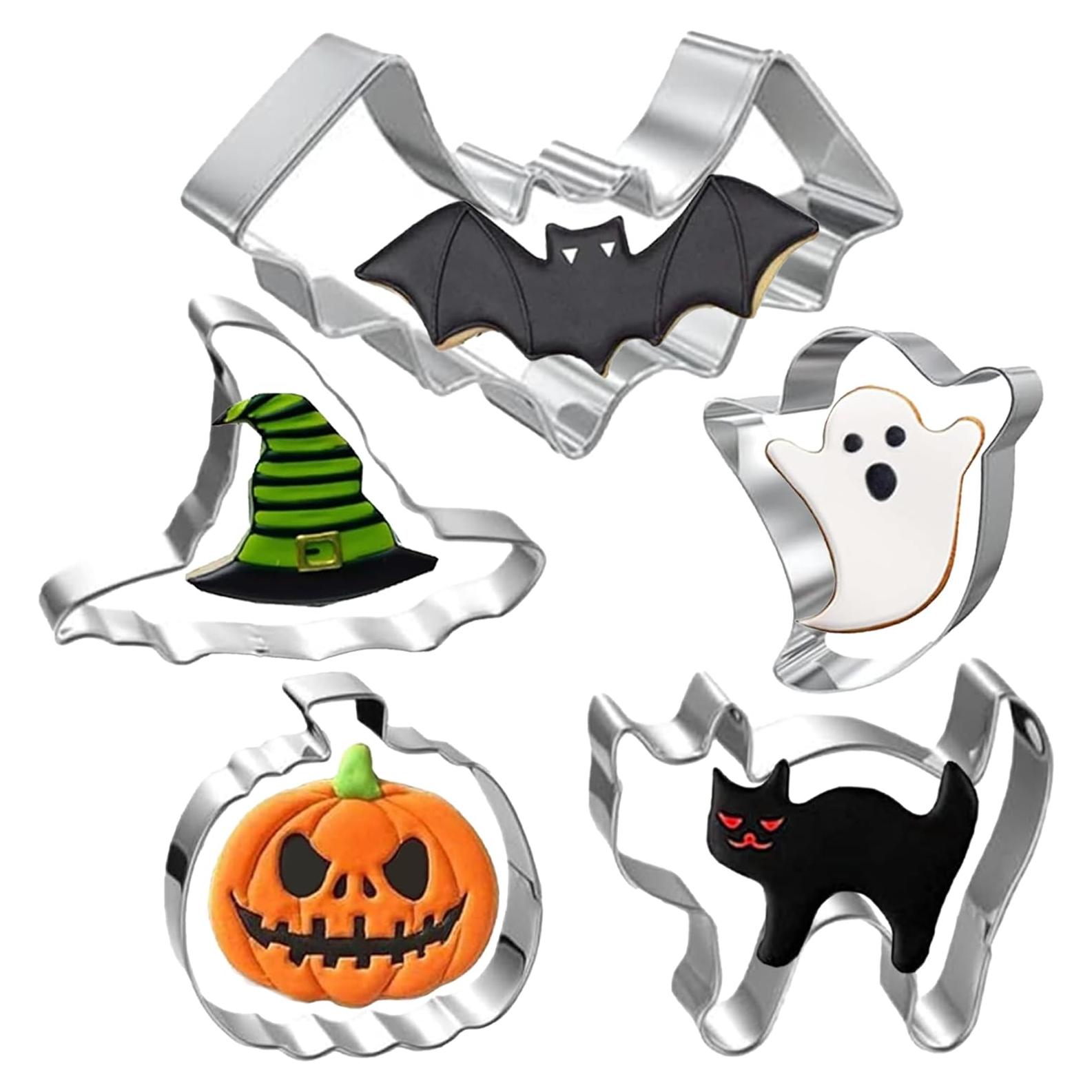 Juego de Cortadores de Galletas Halloween Maykito - 5 Piezas de Acero Inoxidable