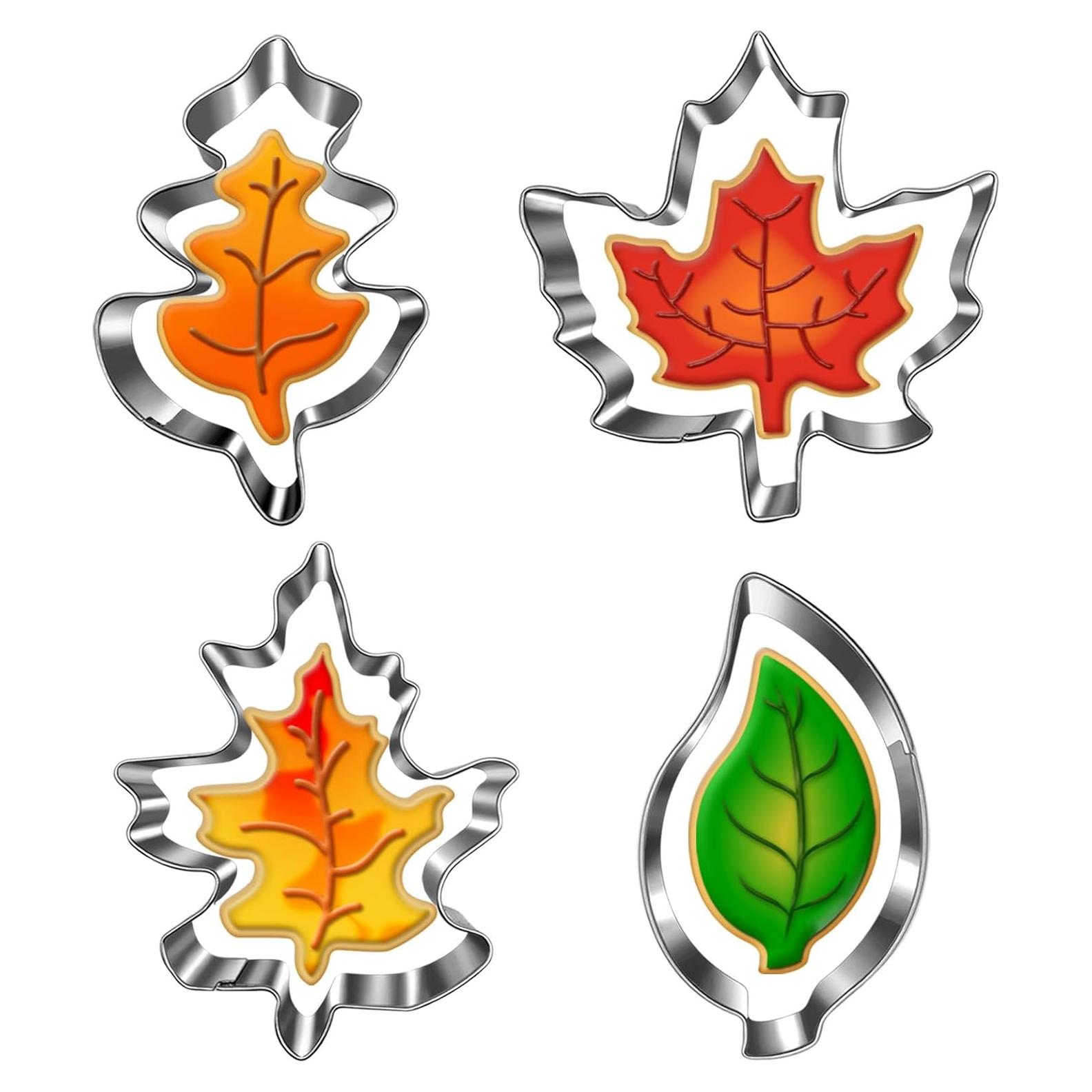 Juego de Cortadores de Galletas LUBTOSMN - 4 Piezas Hoja de Otoño