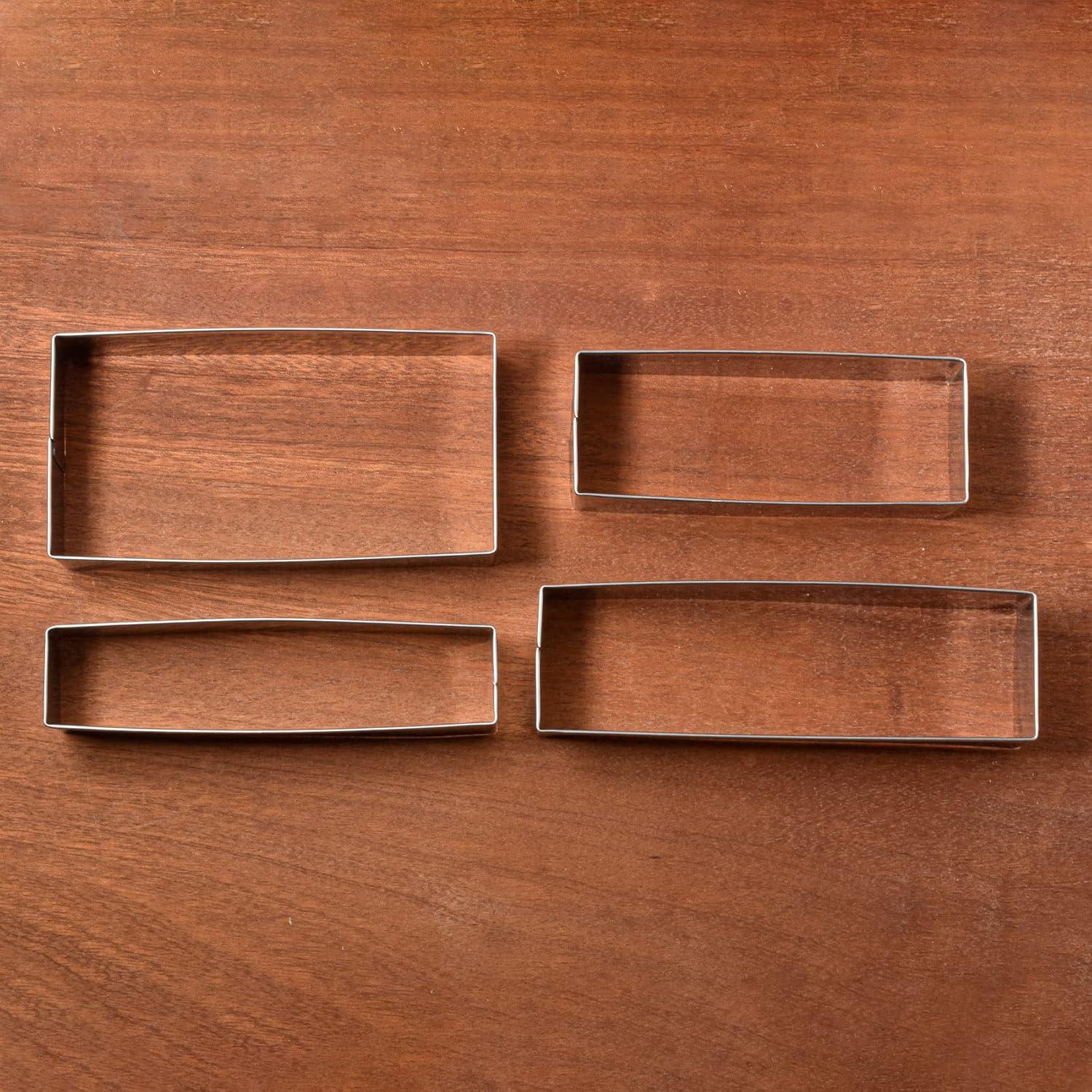 Juego de Cortadores de Galletas Rectangulares LILIAO - Acero Inoxidable, 4 Piezas