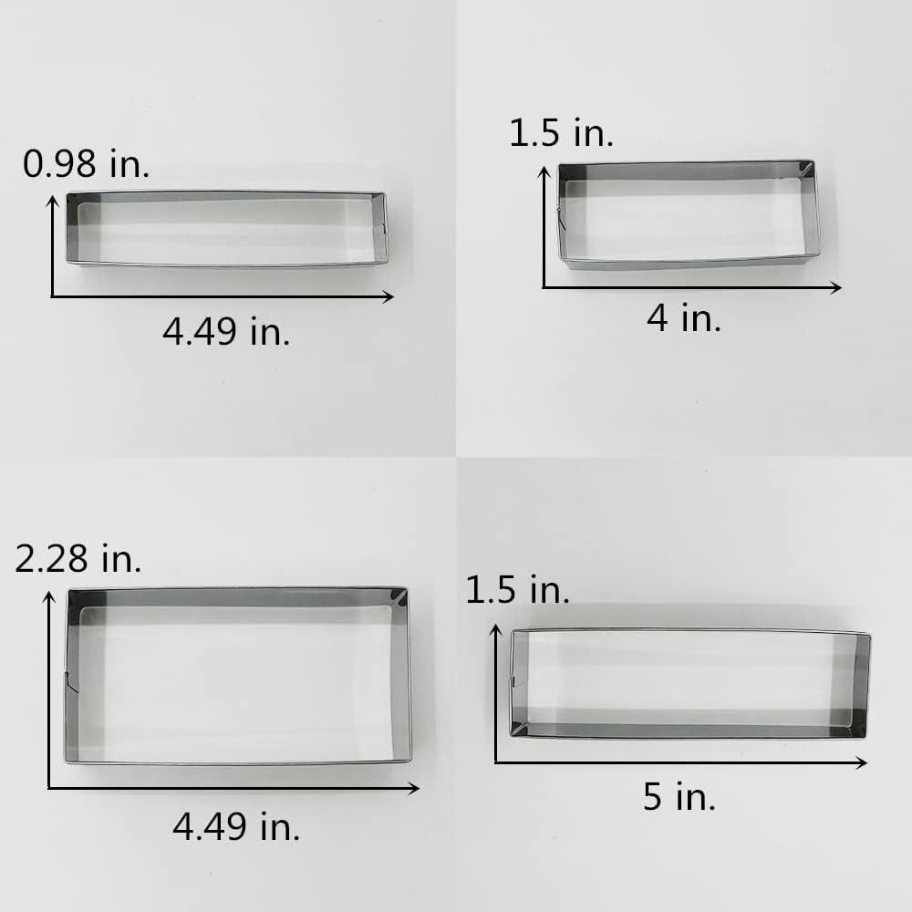 Juego de Cortadores de Galletas Rectangulares LILIAO - Acero Inoxidable, 4 Piezas