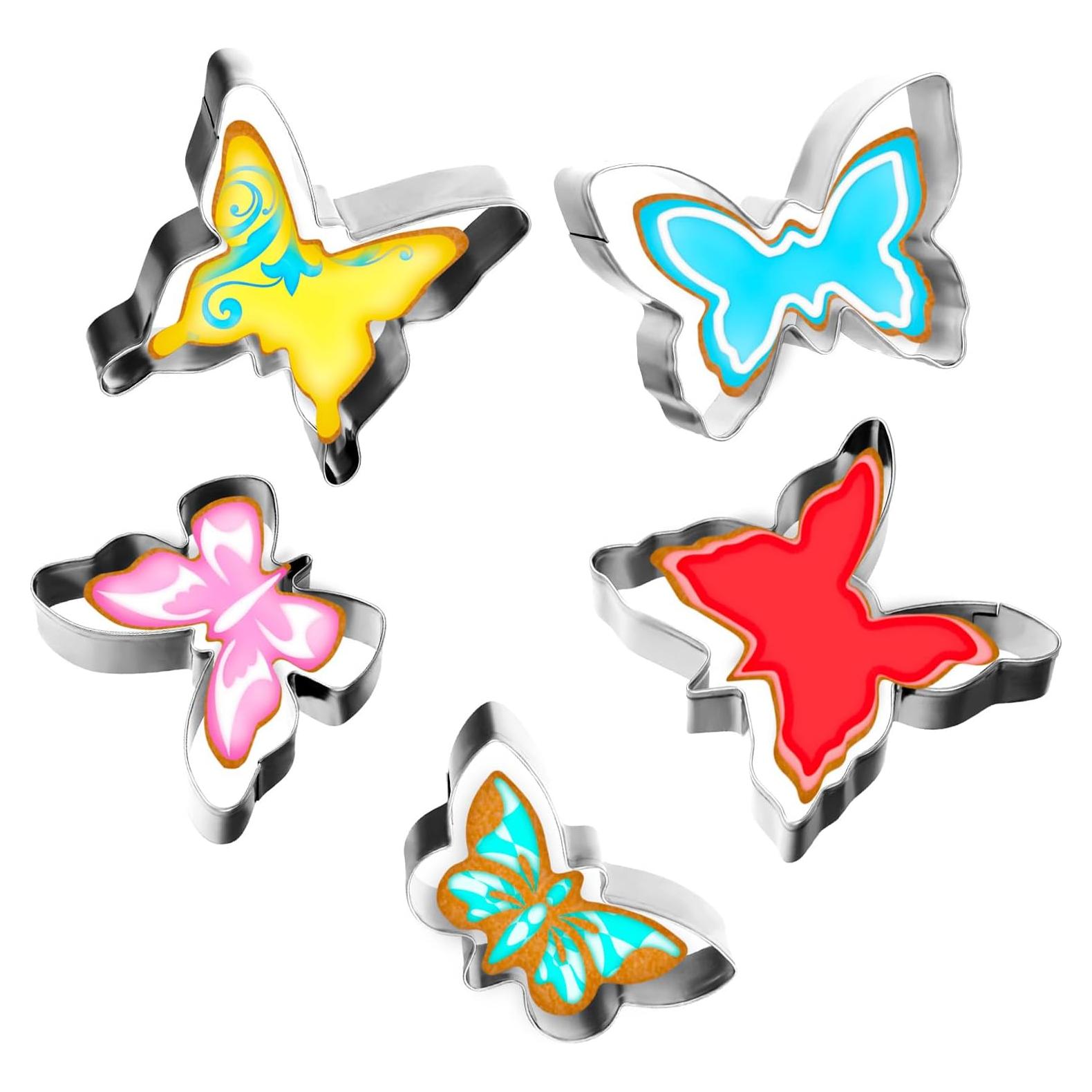 Juego de 5 Cortadores de Galletas Mariposa Bremorou - Acero Inoxidable
