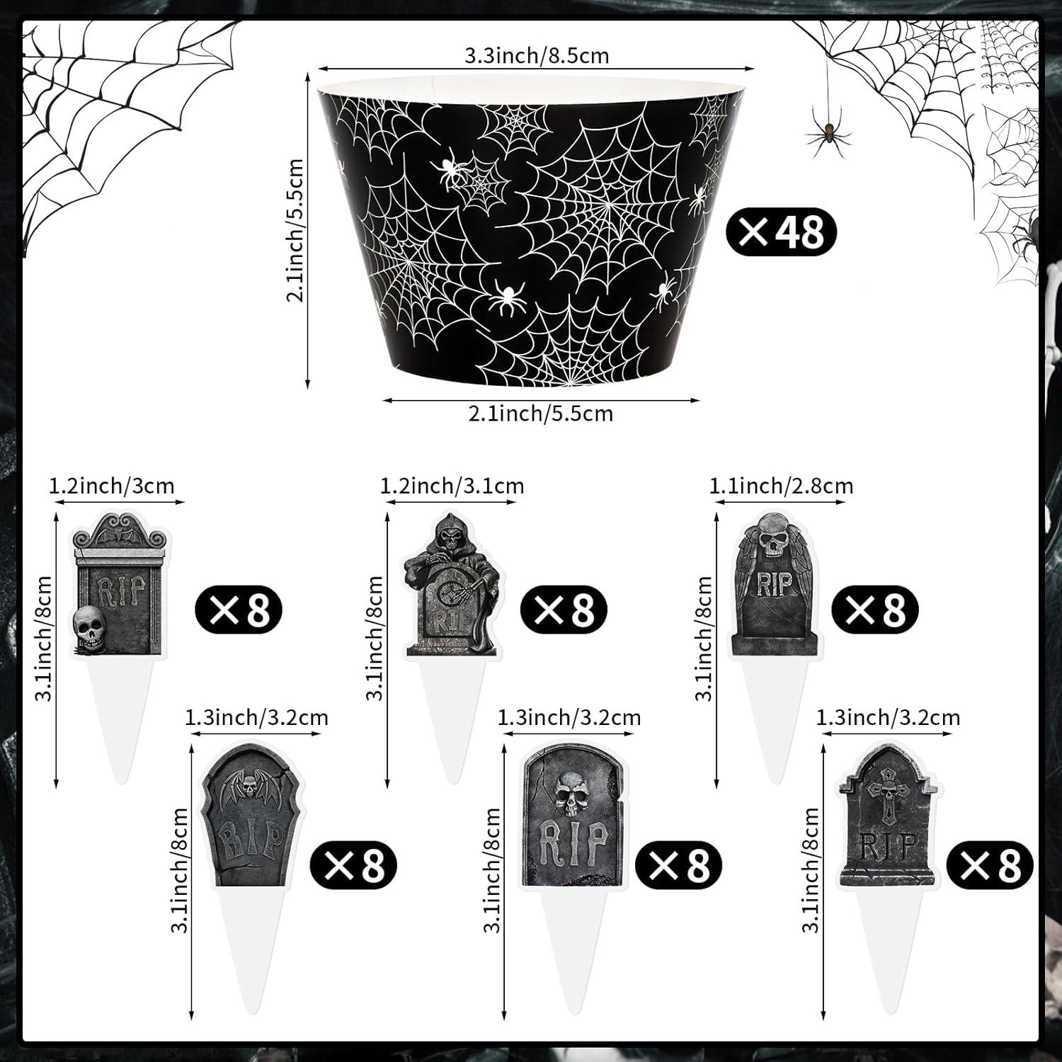 Decoraciones para Cupcakes Halloween Hooqict 48 Piezas