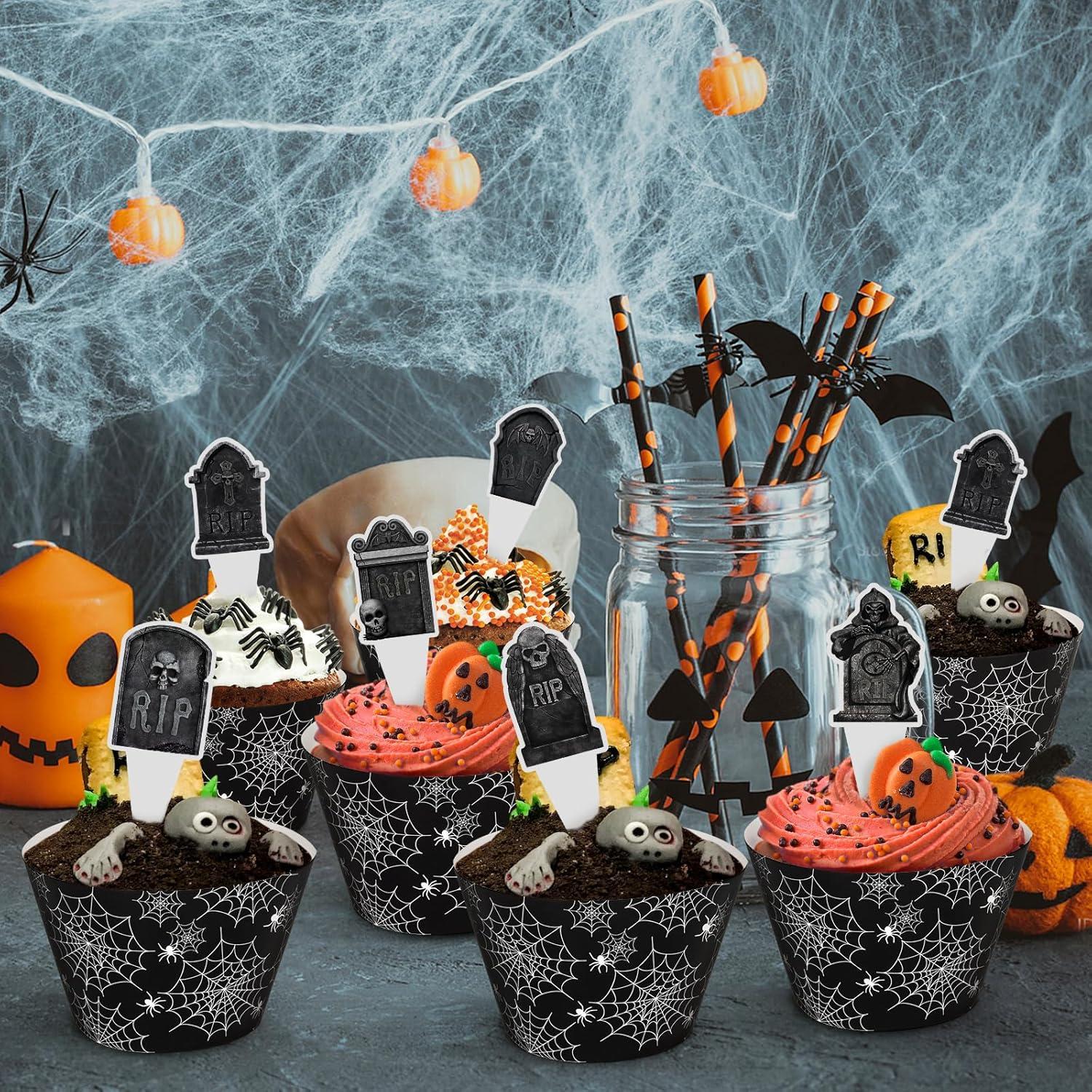 Decoraciones para Cupcakes Halloween Hooqict 48 Piezas