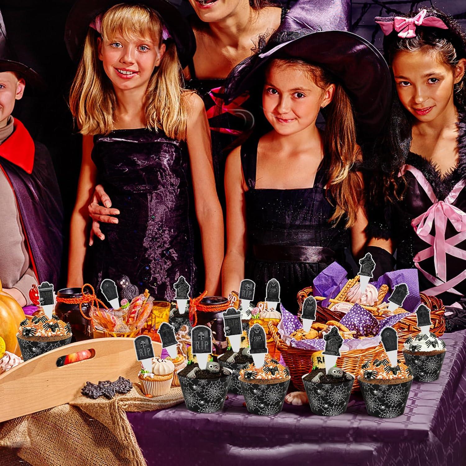 Decoraciones para Cupcakes Halloween Hooqict 48 Piezas