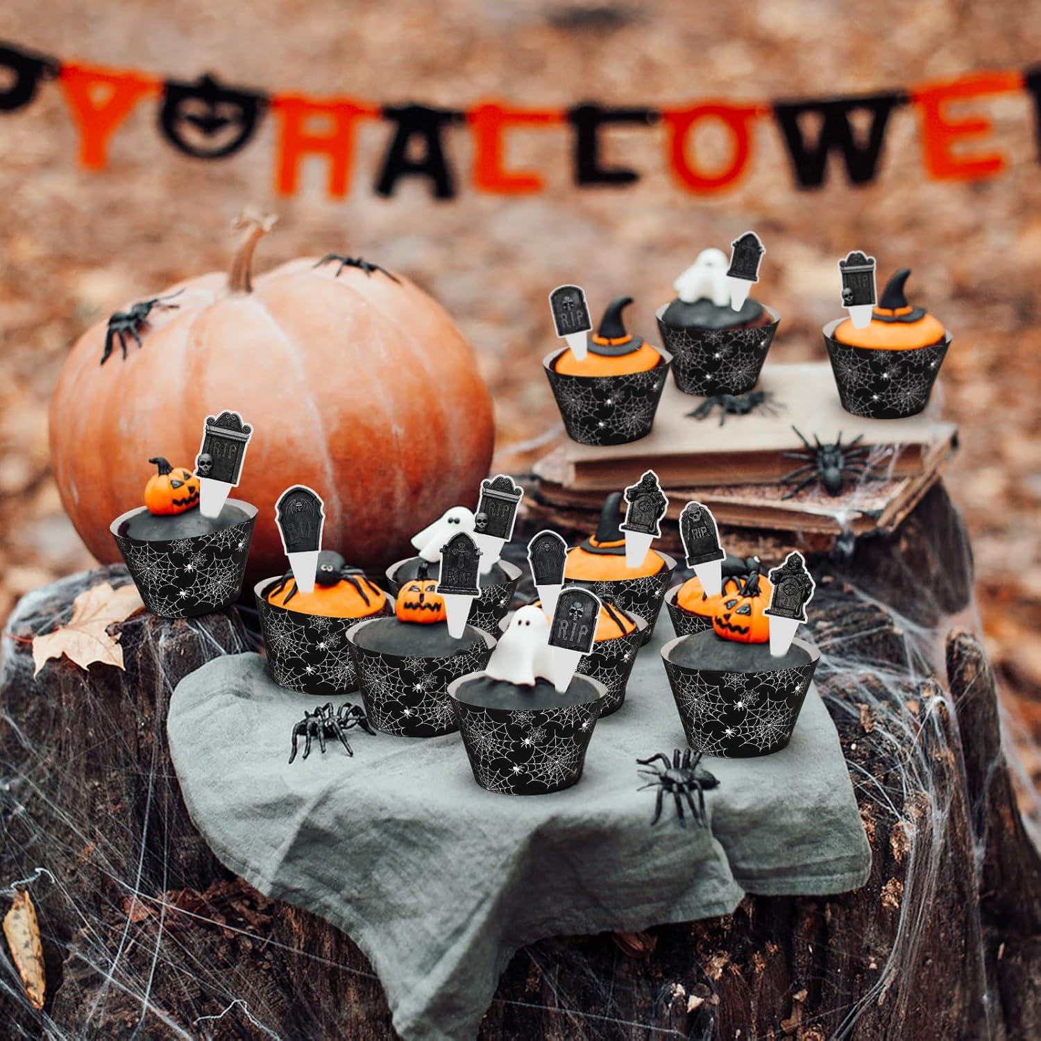 Decoraciones para Cupcakes Halloween Hooqict 48 Piezas