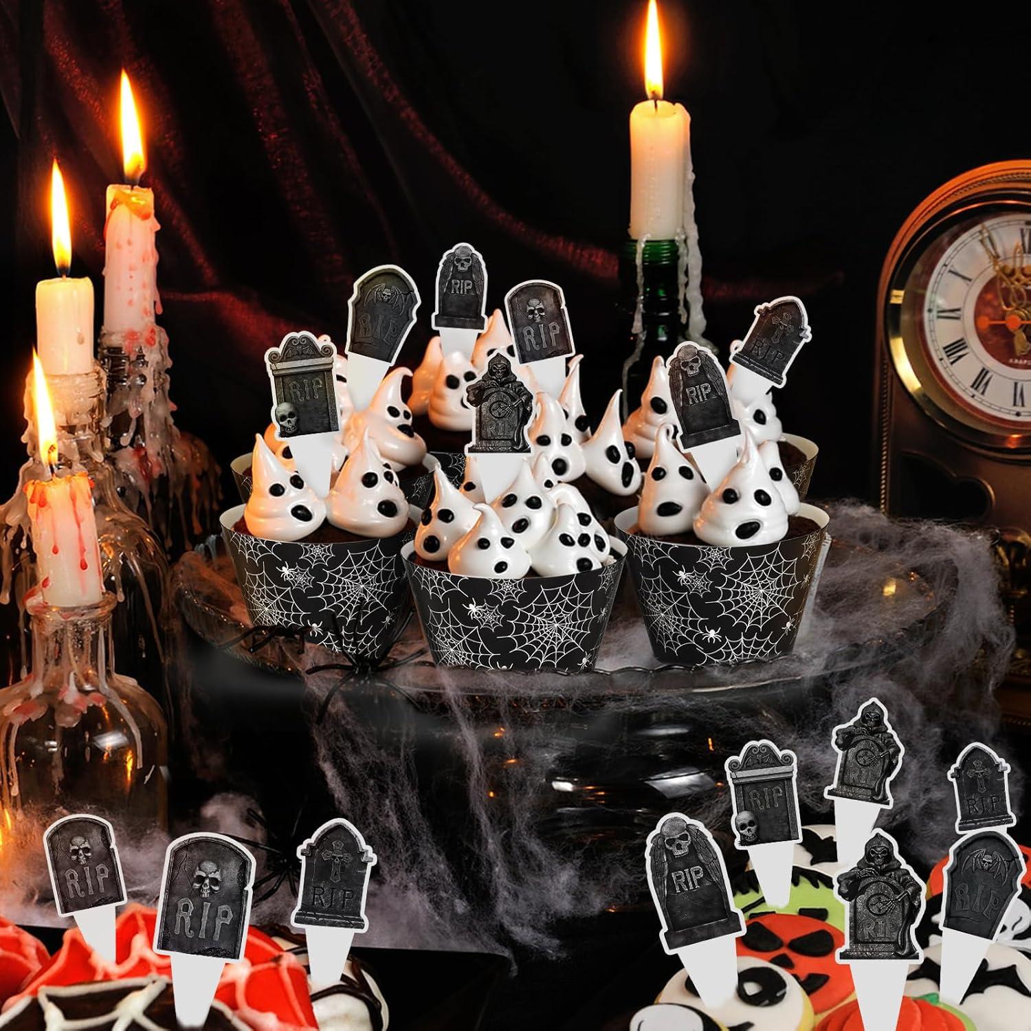 Decoraciones para Cupcakes Halloween Hooqict 48 Piezas