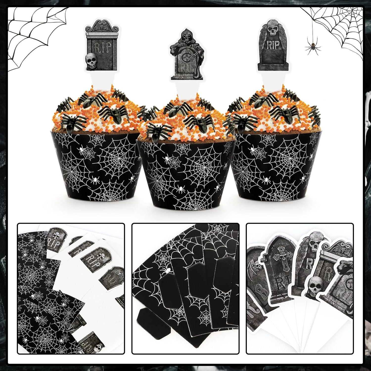 Decoraciones para Cupcakes Halloween Hooqict 48 Piezas