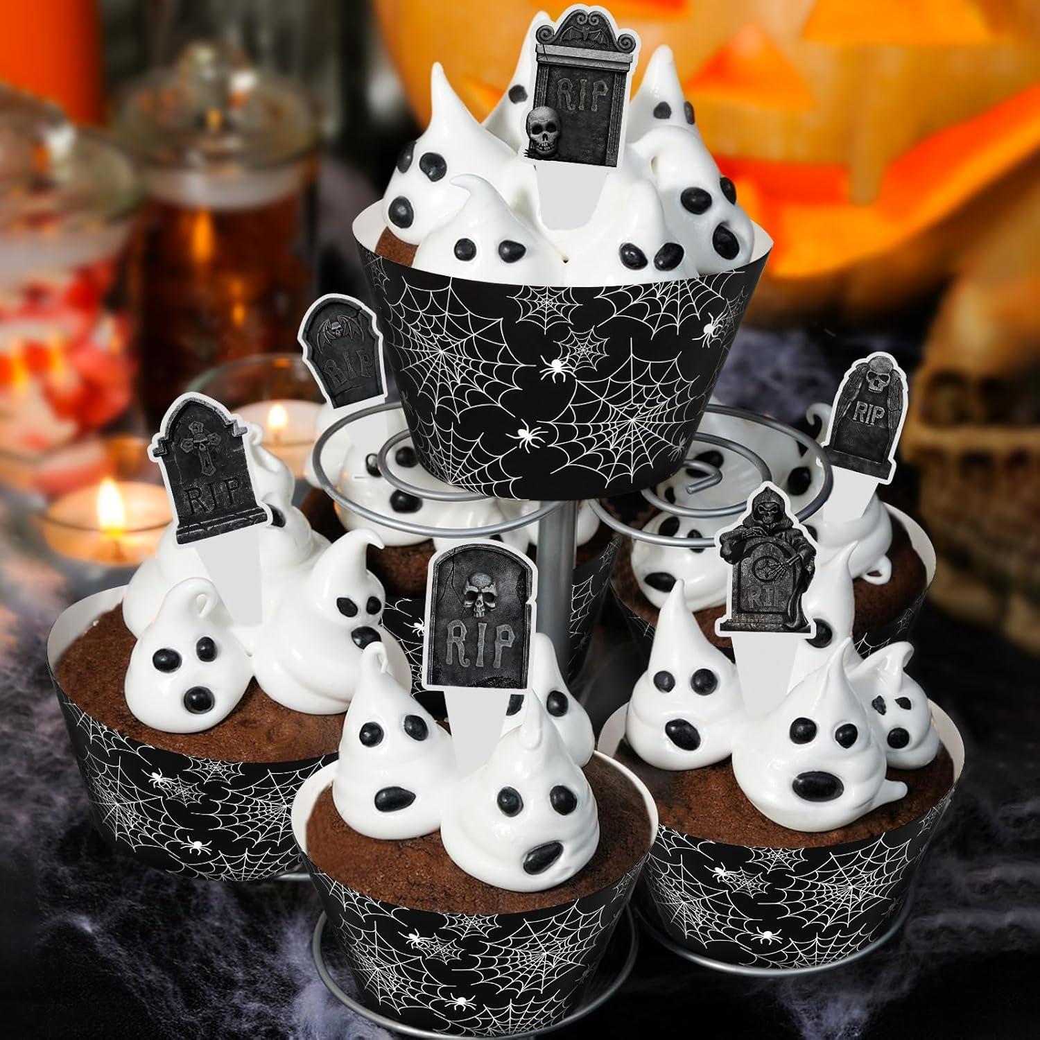 Decoraciones para Cupcakes Halloween Hooqict 48 Piezas