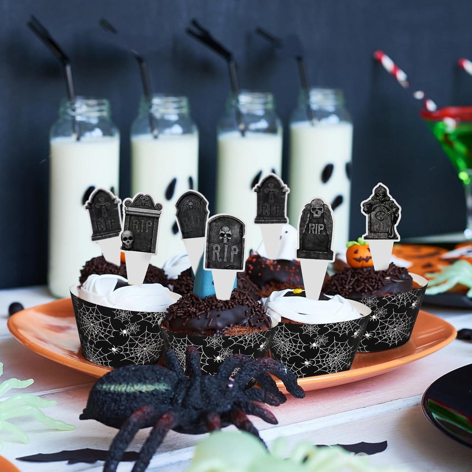Decoraciones para Cupcakes Halloween Hooqict 48 Piezas