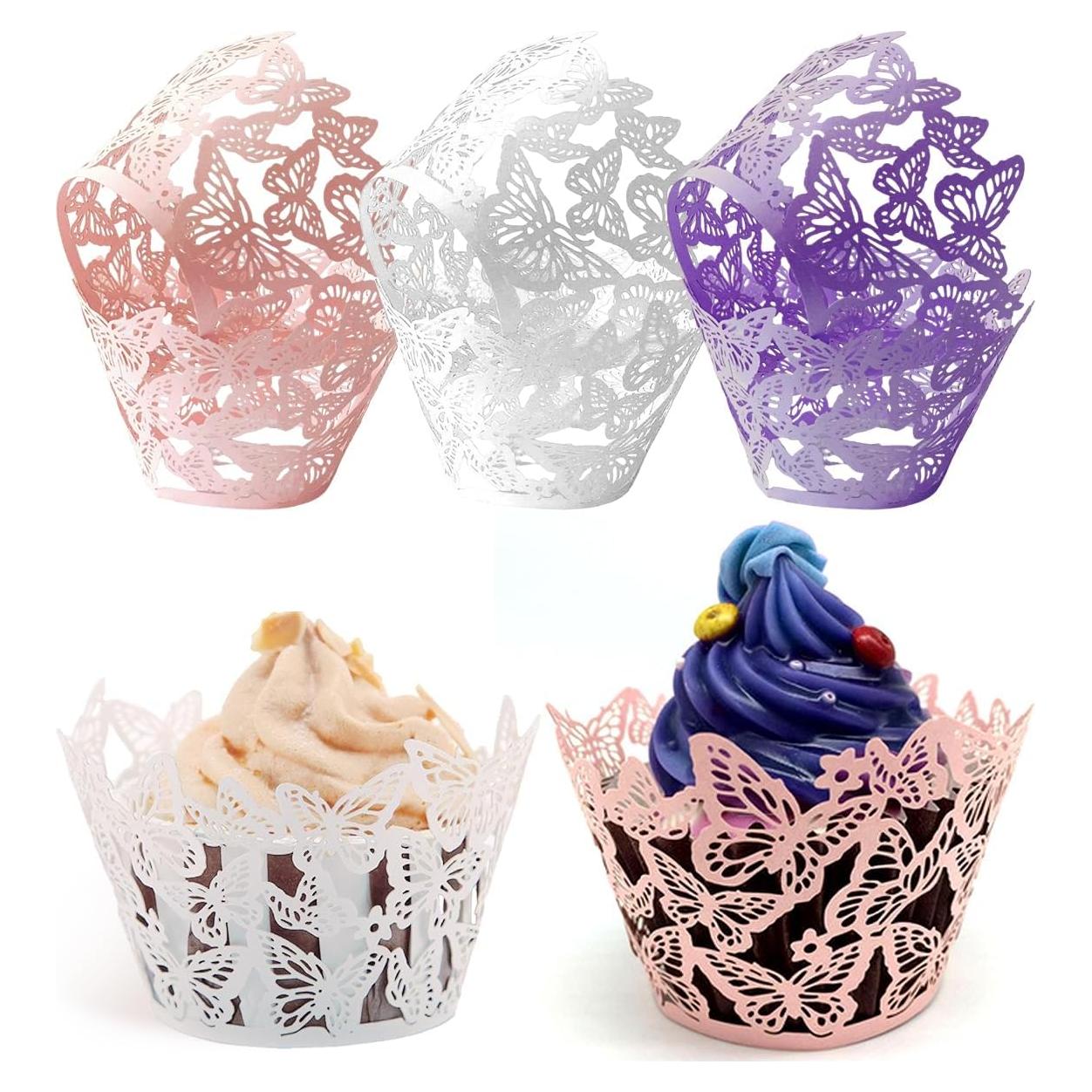 Forros Decorativos para Cupcakes Ylapagne - 24 Piezas Mariposa