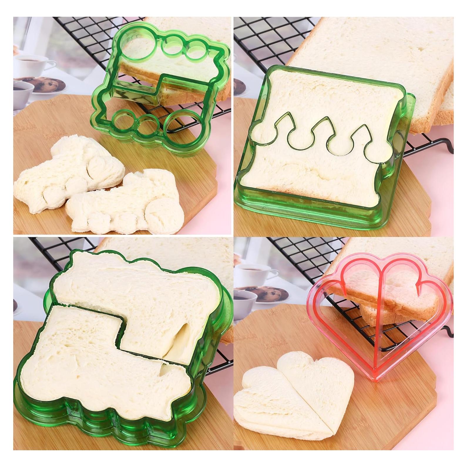 Juego de Cortadores de Sándwich YNHIAG 4 Piezas - Corazón, Coche, Tren, Corona