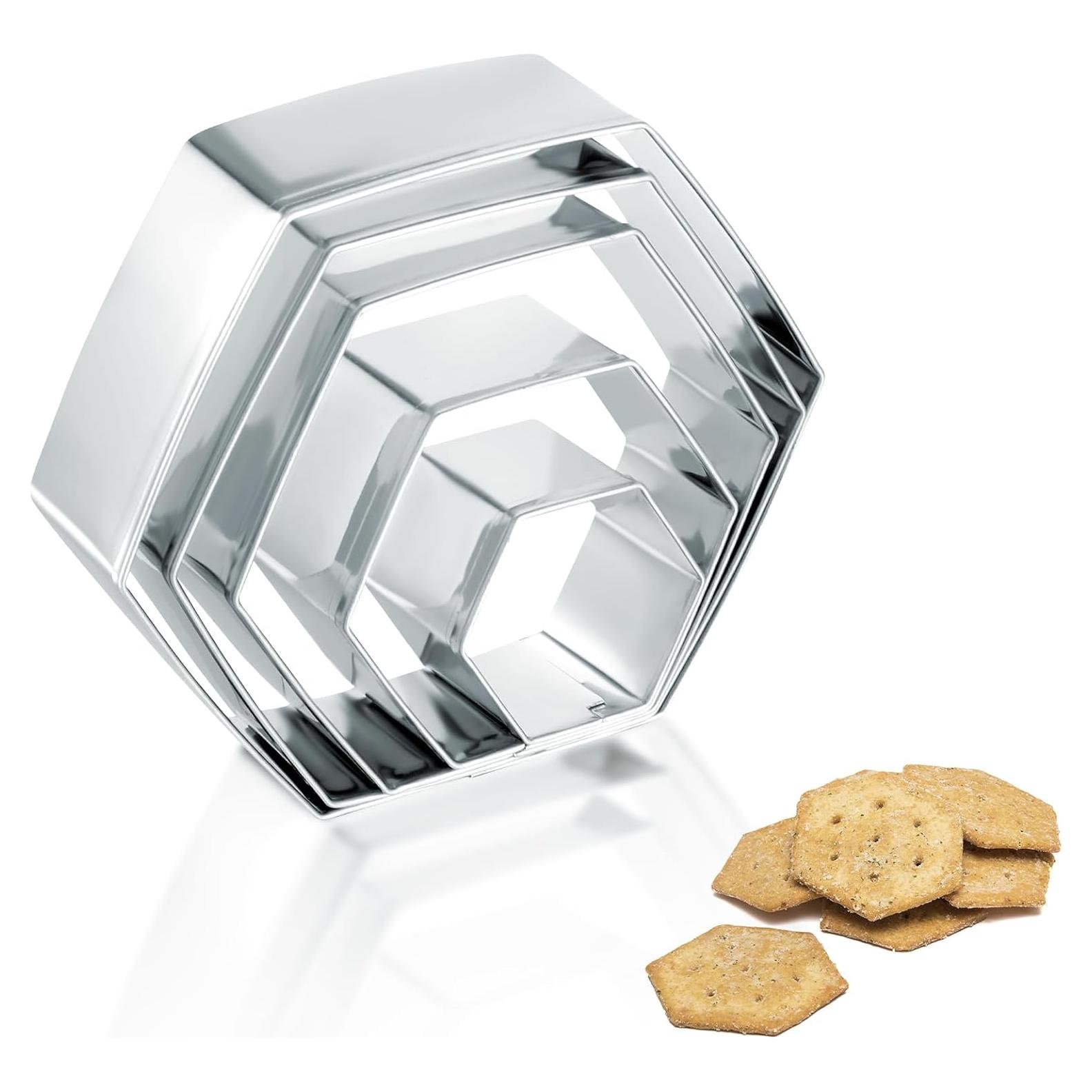 Juego de 5 Cortadores de Galletas Hexagonales Larrel - Acero Inoxidable