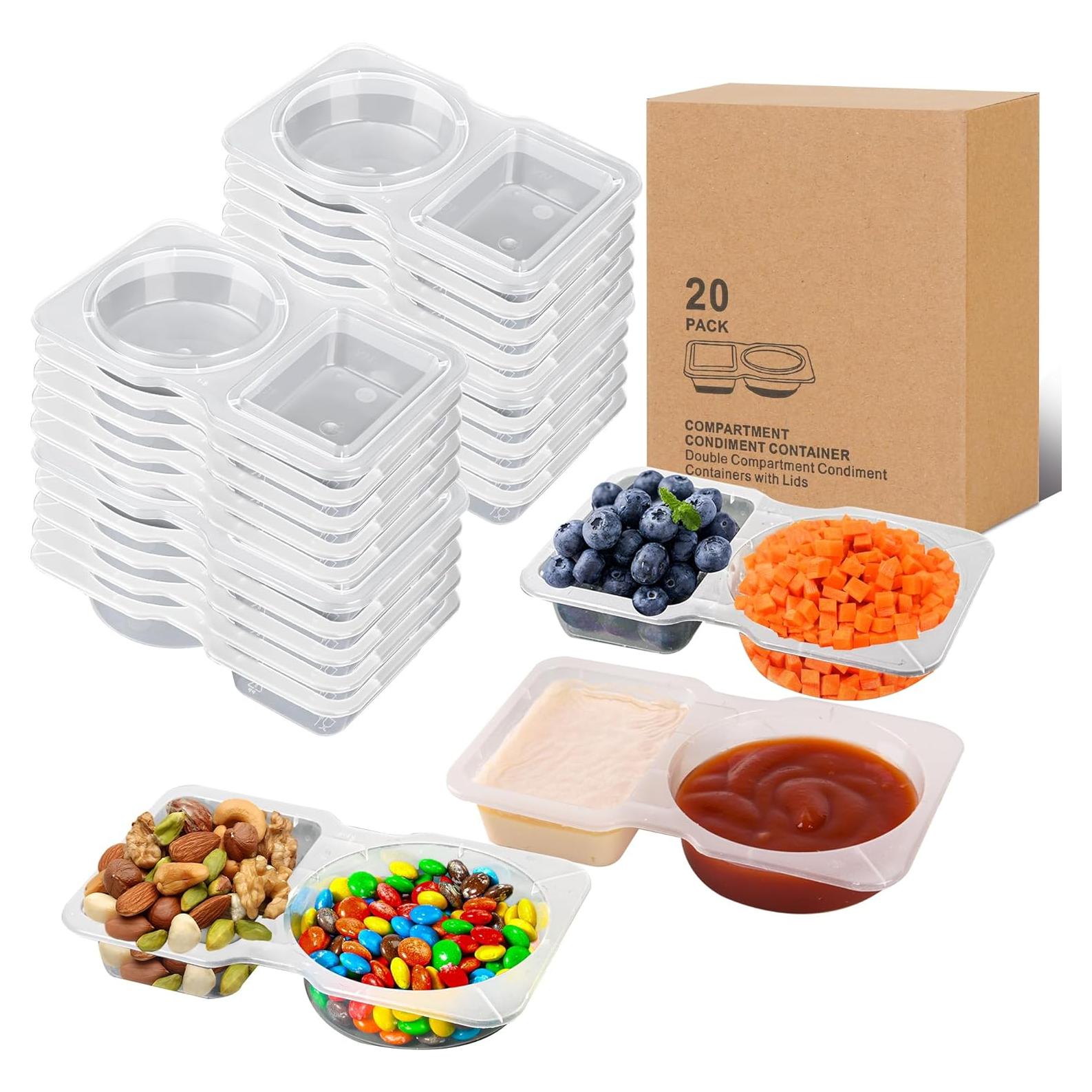 20 Contenedores de Snack Reutilizables Ajoblancon 14x8.5cm