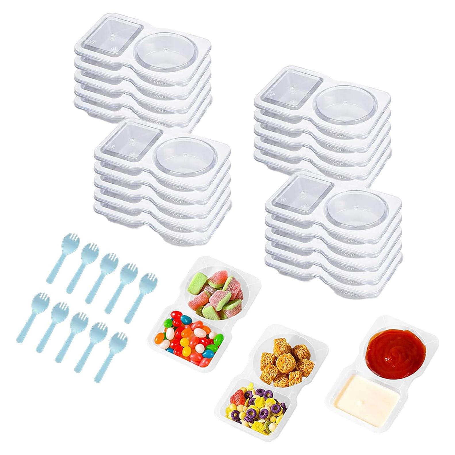 20 Contenedores Reutilizables HYDMY 2 Compartimentos A Prueba de Fugas