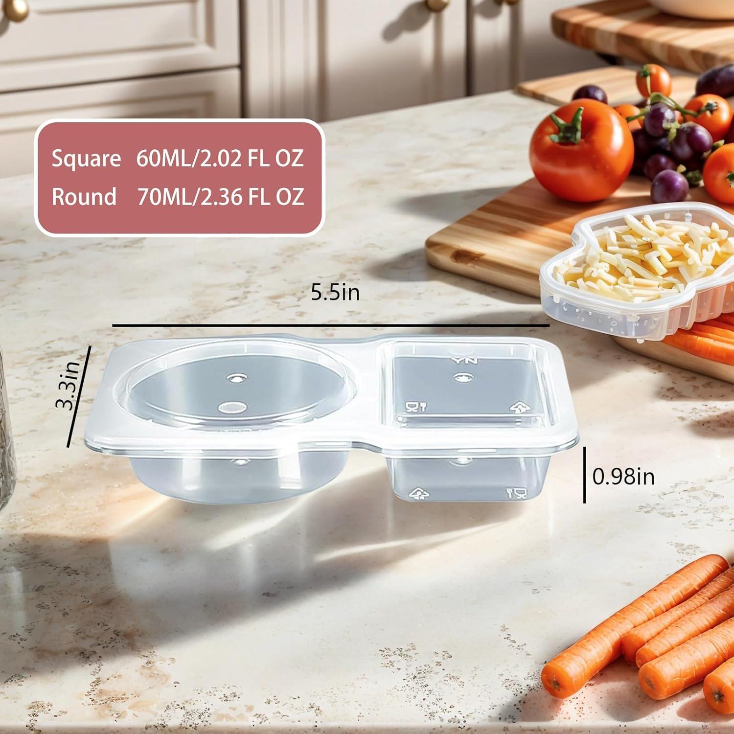 20 Contenedores Reutilizables HYDMY 2 Compartimentos A Prueba de Fugas