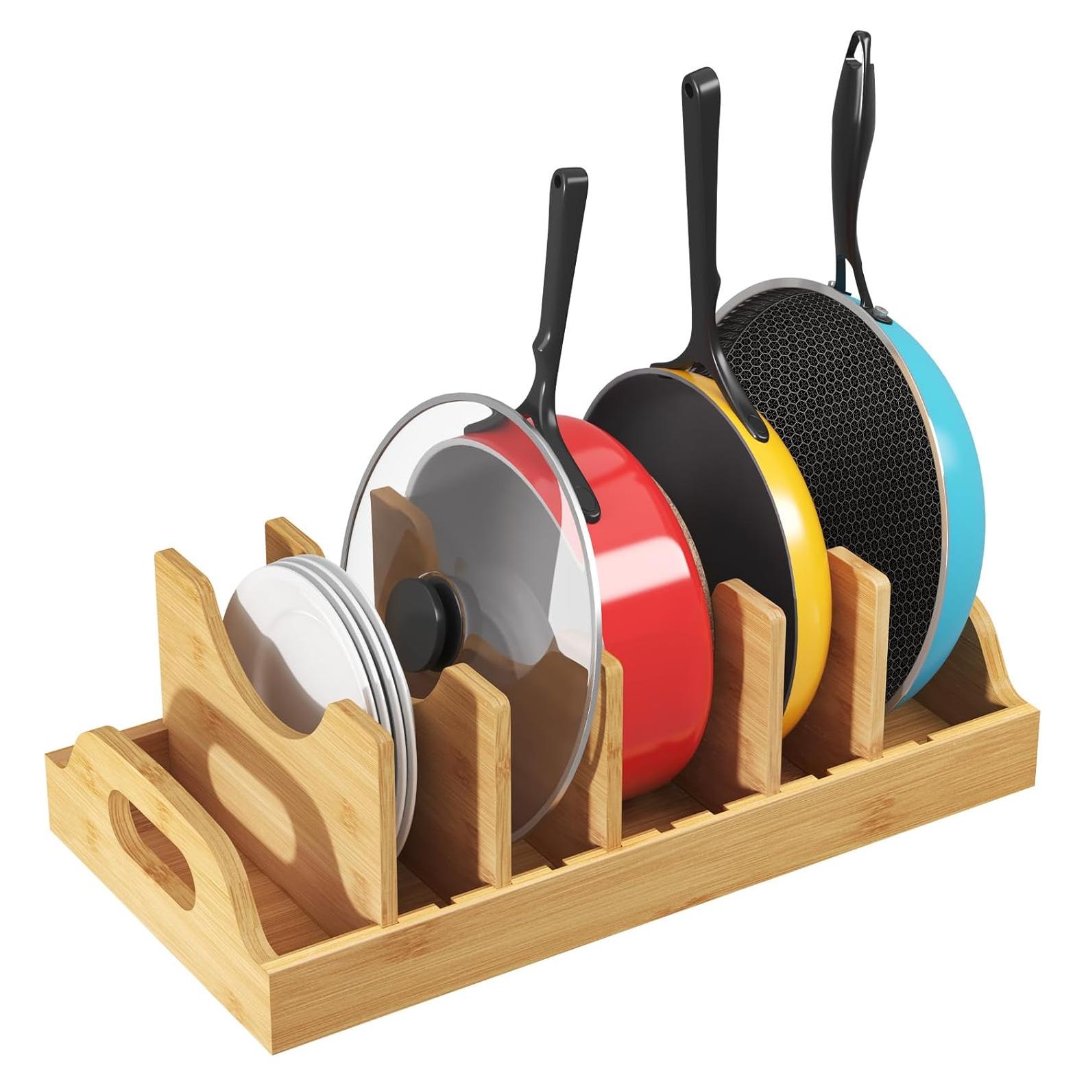 Organizador de Tapas de Bambú Lifewit XL con Divisores Ajustables