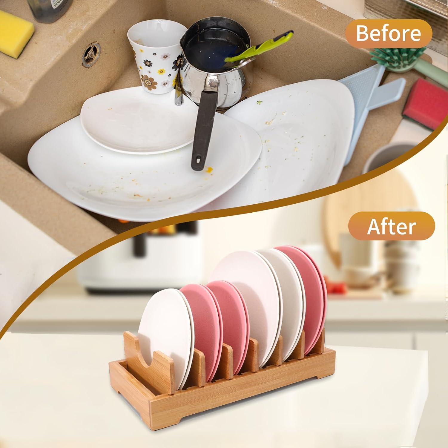 Estante de cocina de bambú XiaoyuziTF, 7 divisores ajustables