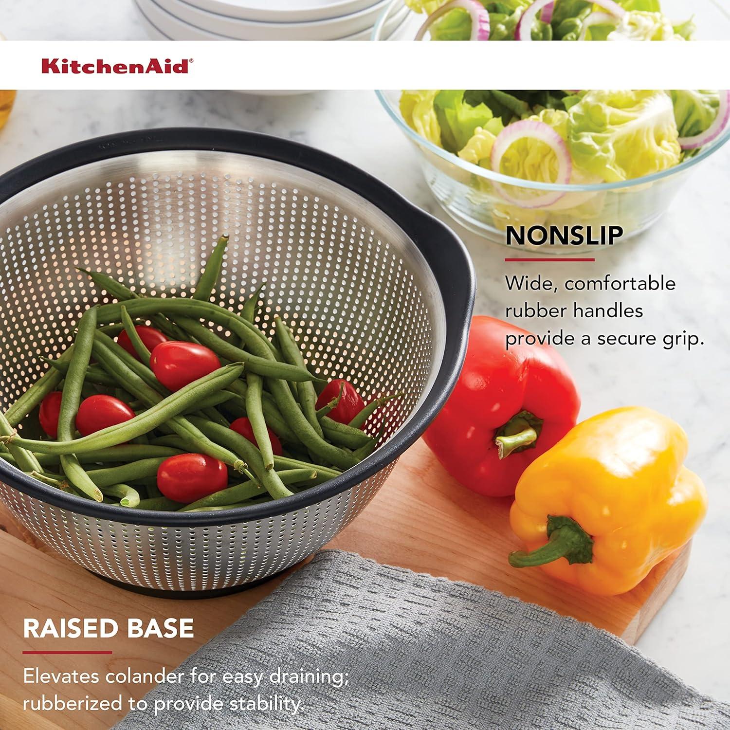 Colador de Acero Inoxidable KitchenAid 5 Cuartos Negro