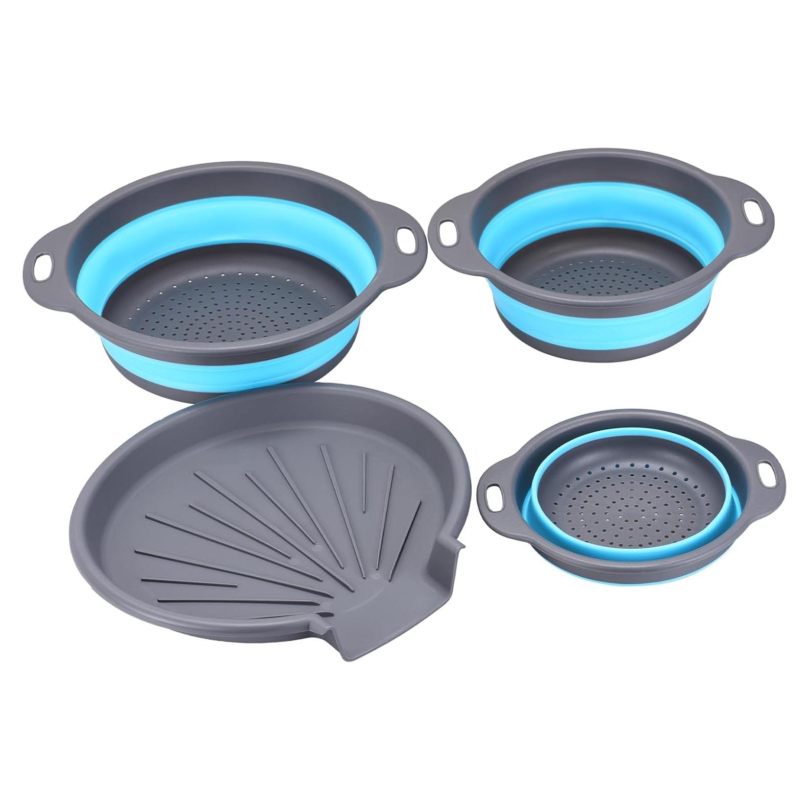 Juego de Coladores Plegables Cluren 3 Piezas con Base Universal