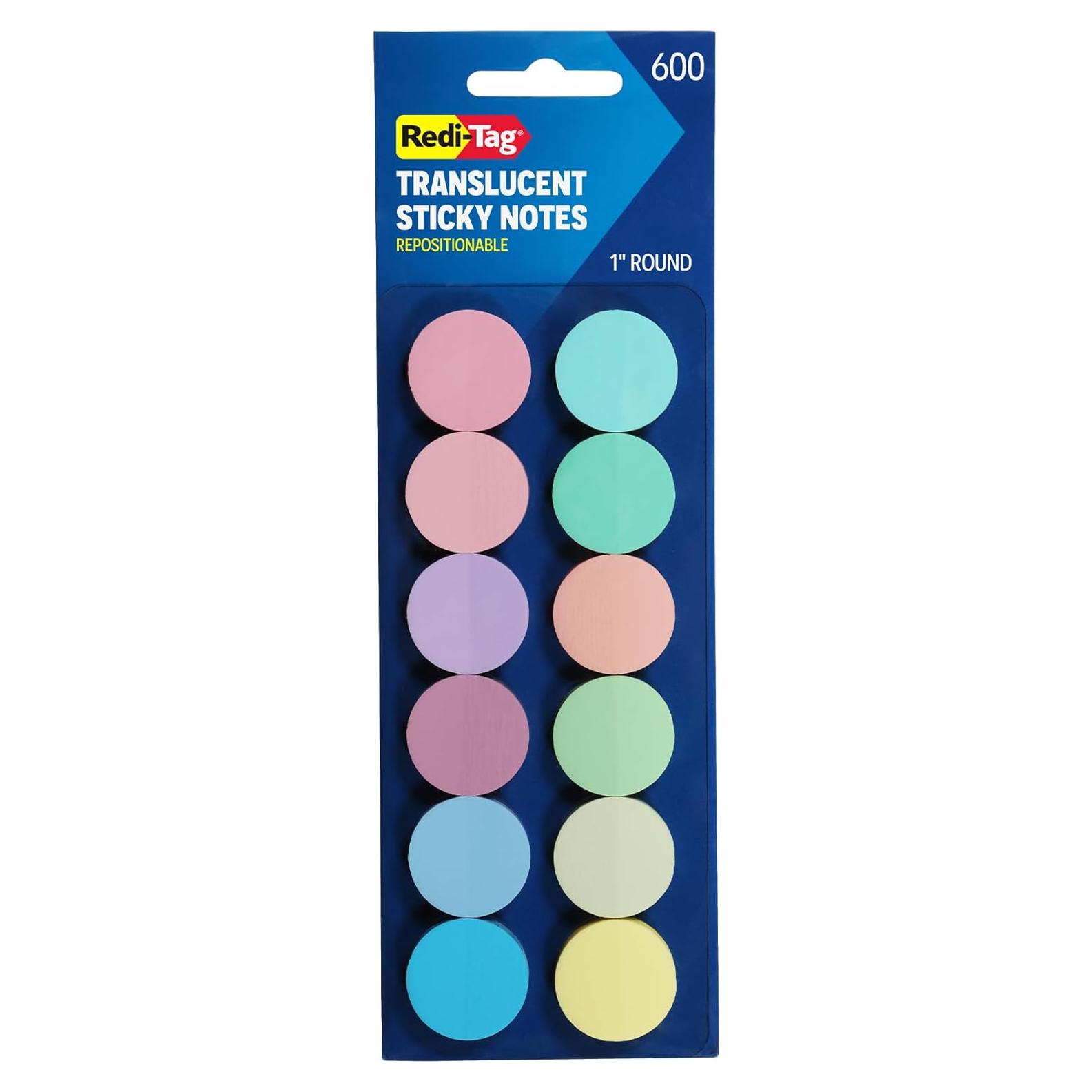 Notas Adhesivas Transparentes Redi-Tag 2.54 cm 600 Piezas Pastel