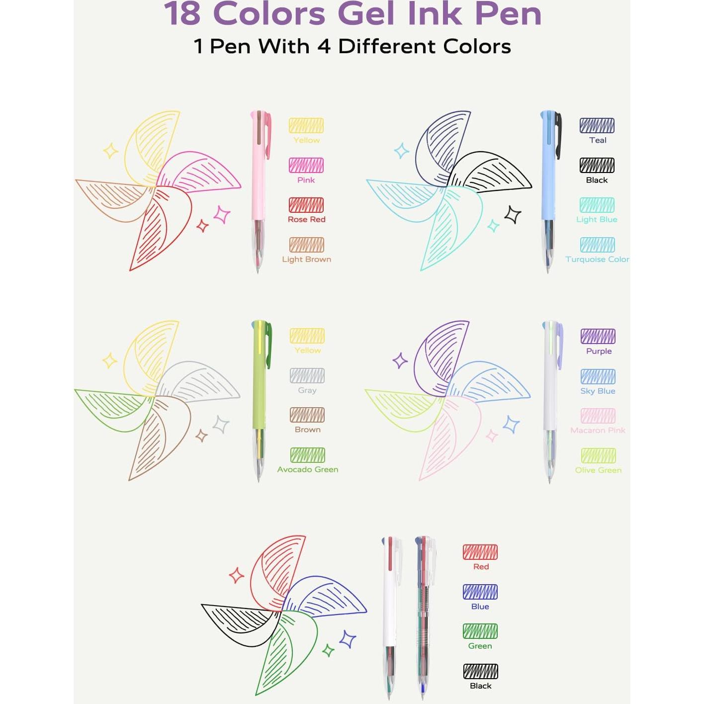 Bolígrafo Multicolor Cuatro Caramelos 6 PCS 0.5mm Gel Retráctil