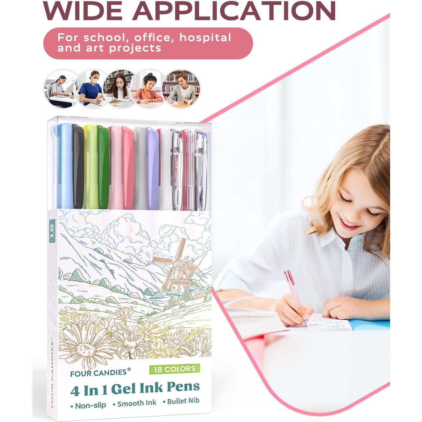 Bolígrafo Multicolor Cuatro Caramelos 6 PCS 0.5mm Gel Retráctil