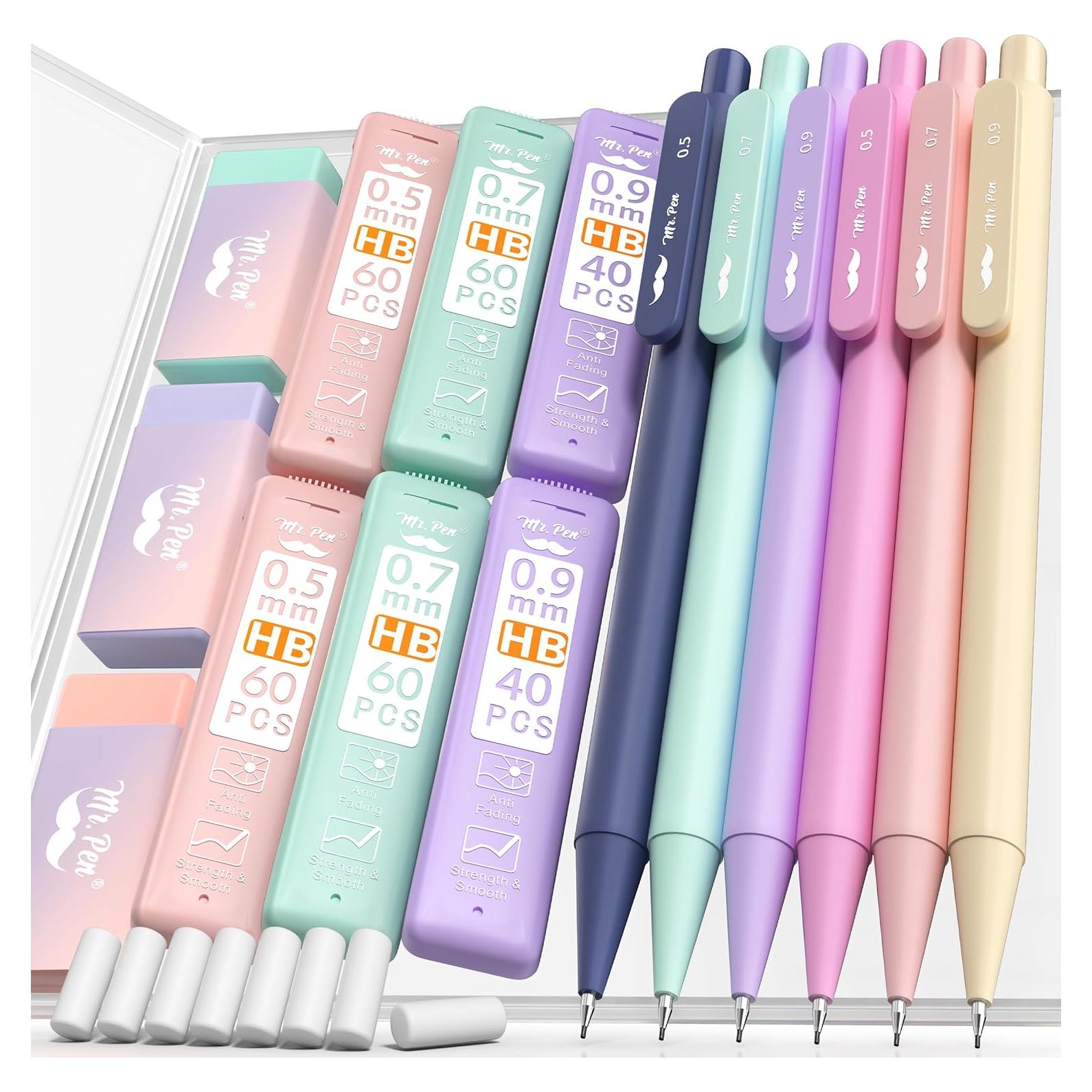Juego de lápices mecánicos pastel Mr. Pen 6 unidades 0.5-0.9mm