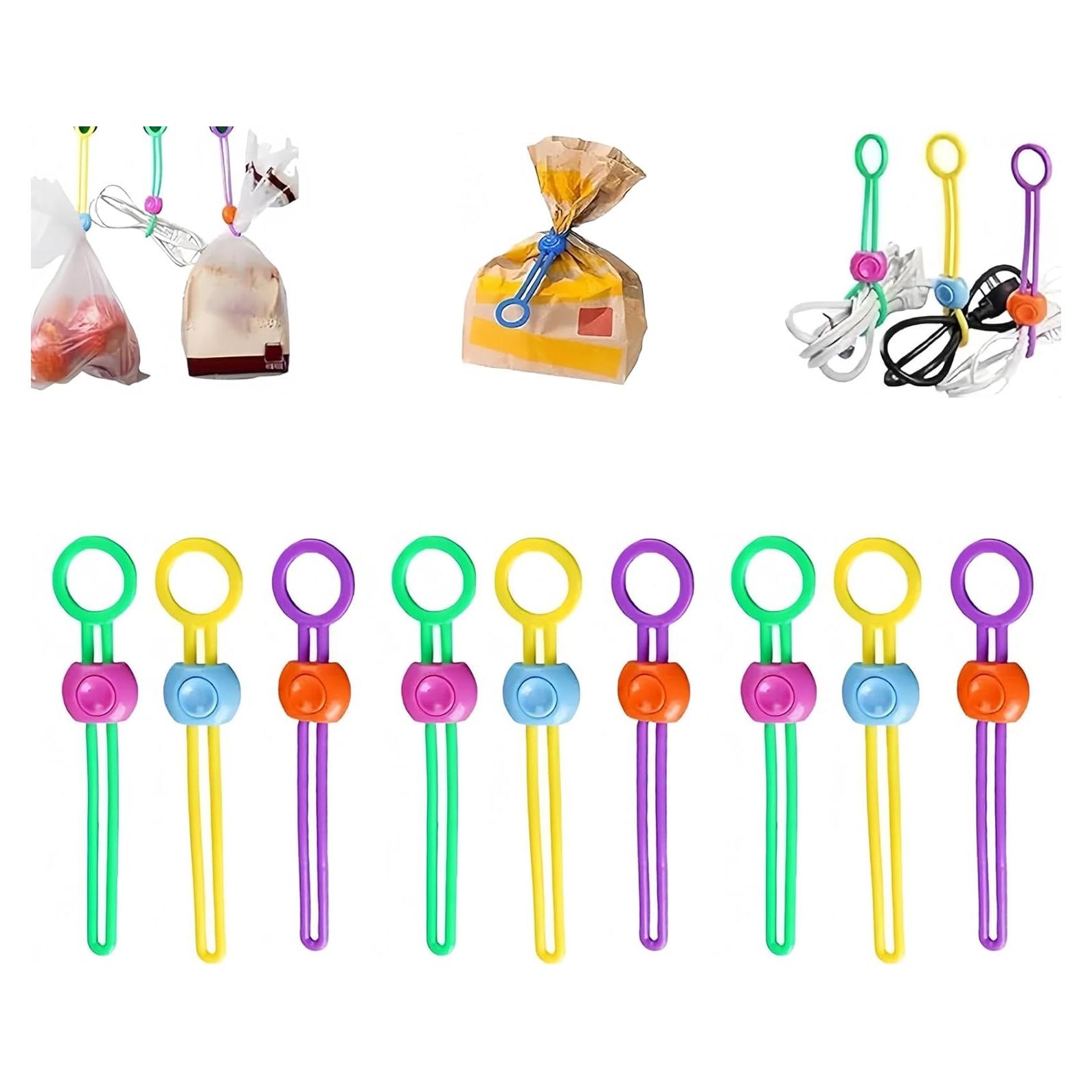 Explainout Multi-purpose Sealer, Multi Purpose Sealer Detachable MultiPurpose Sealing Ties Reusable Zip Cable Ties, High Elasticity, Elastic Cord Organizer For Sealing Food Bags (9Pcs)