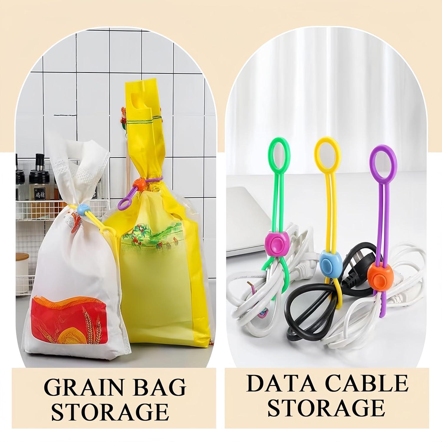 Explainout Multi-purpose Sealer, Multi Purpose Sealer Detachable MultiPurpose Sealing Ties Reusable Zip Cable Ties, High Elasticity, Elastic Cord Organizer For Sealing Food Bags (9Pcs)