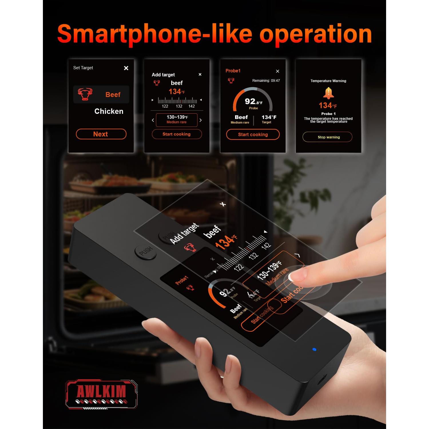 Termómetro de Carne Inalámbrico AWLKIM JX369 Bluetooth 5.3